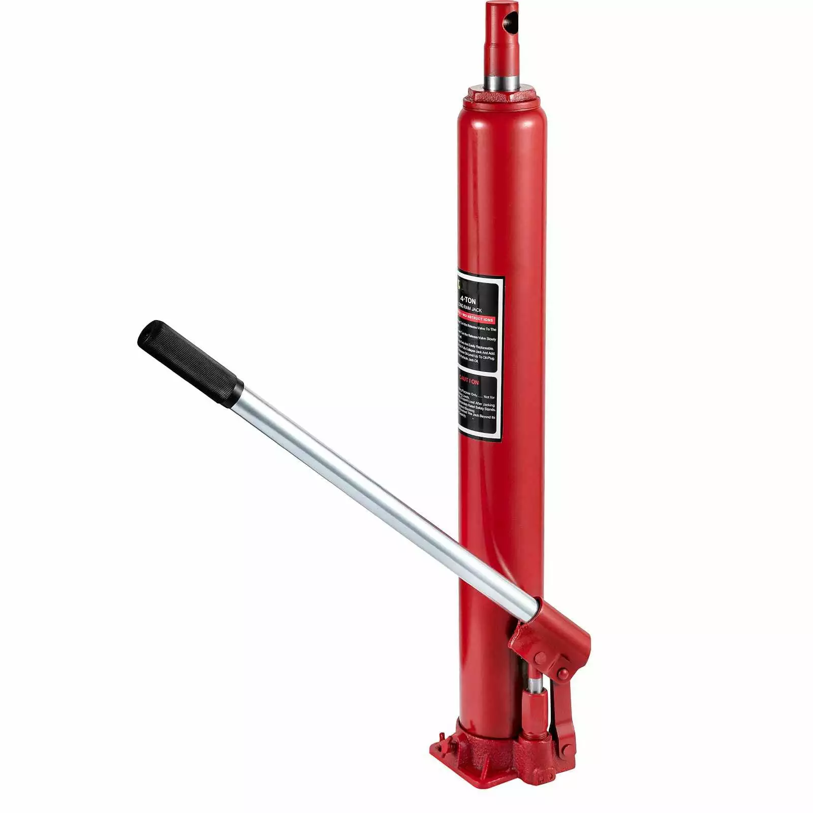 BENTISM Hydraulic Long Ram Jack. 4 Tons/8818 lbs Capacity. with Single Piston Pump and Flat Base. Manual Cherry Picker w/Handle. for Garage/Shop Cranes. Engine Lift Hoist. Red