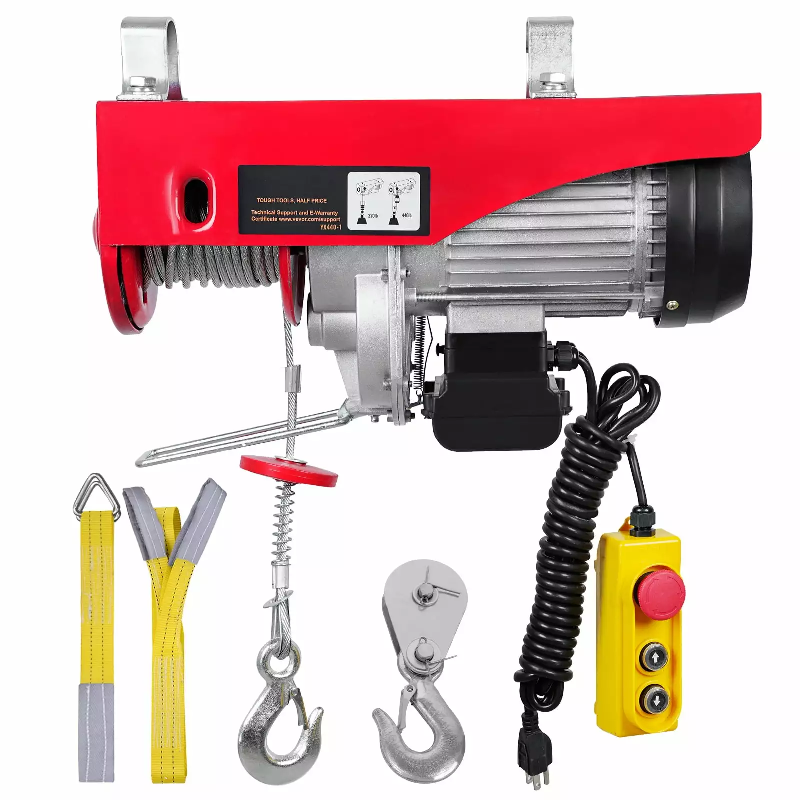 BENTISM Lift Electric Hoist 440lbs.480W 110V Electric Winch with 14ft Wired Remote Control