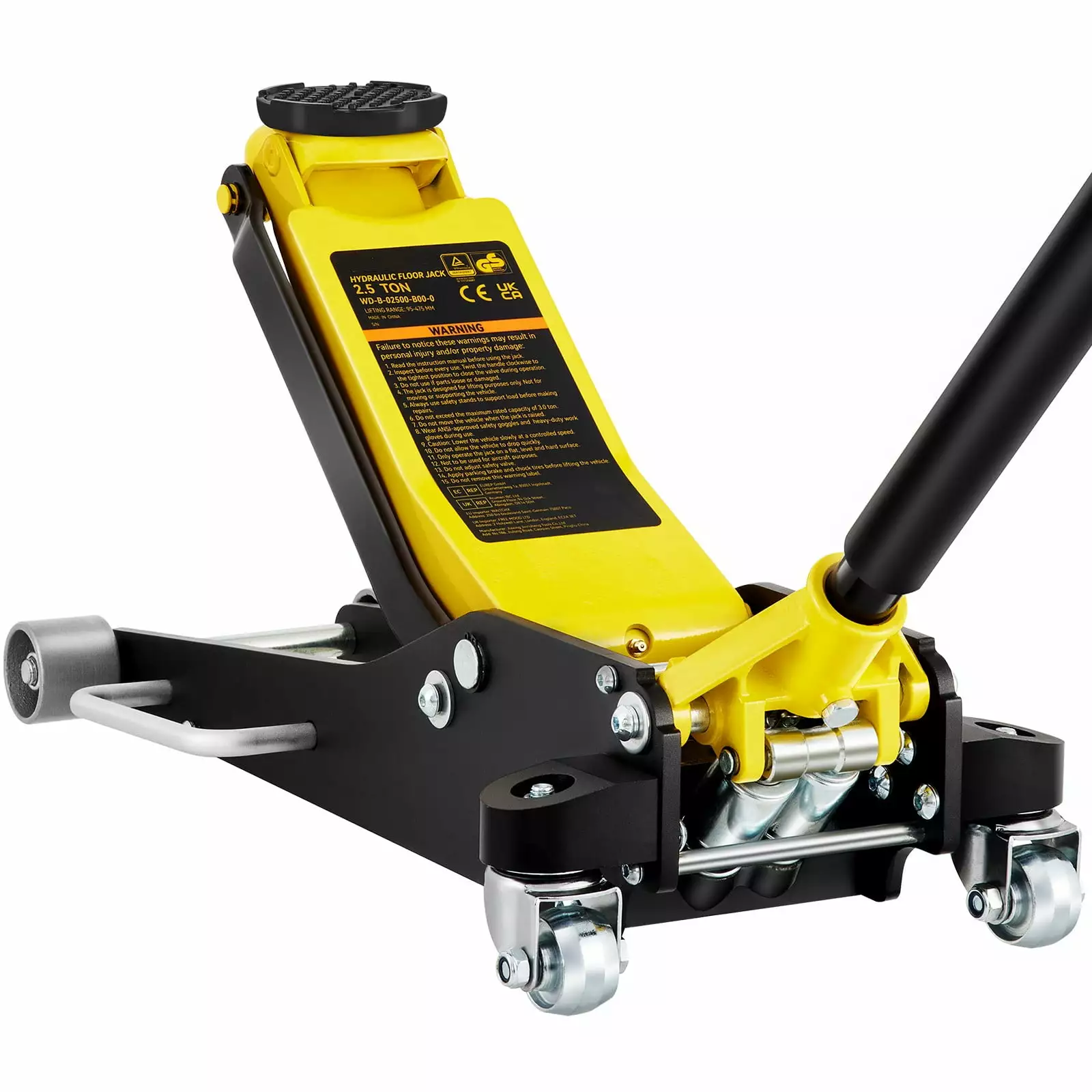 BENTISM Low Profile Floor Jack 2.5 Ton (5500 lbs). Aluminum and Steel Hydraulic Racing Floor Jack. Dual Piston Quick Lift Pump. 3-3/4-18-7/10 Height Lifting Range. Yellow+Black