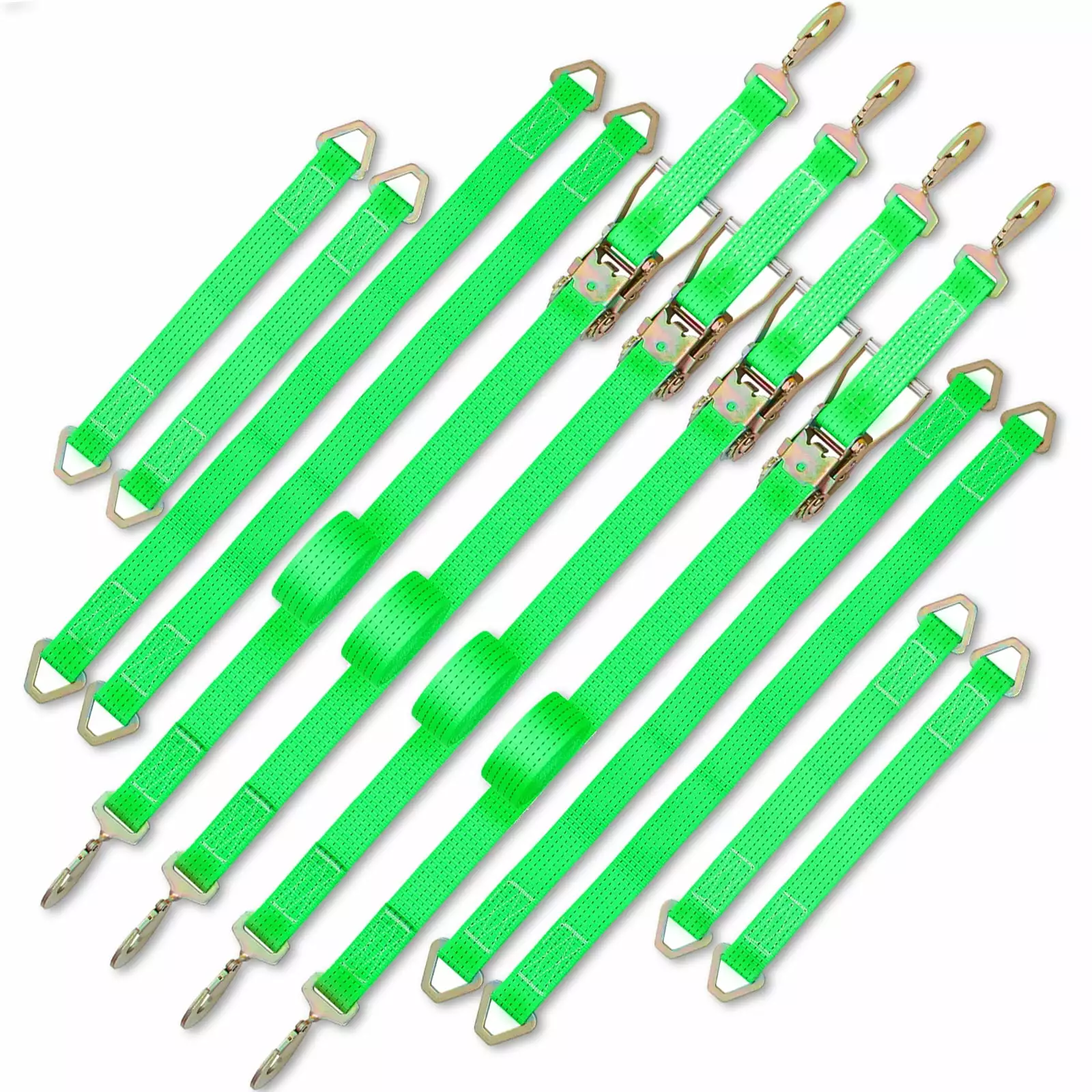 BENTISM Ratchet Tie Down Strap Ratchet Strap 15.6 Ft 2 In Green 12pcs Fastening