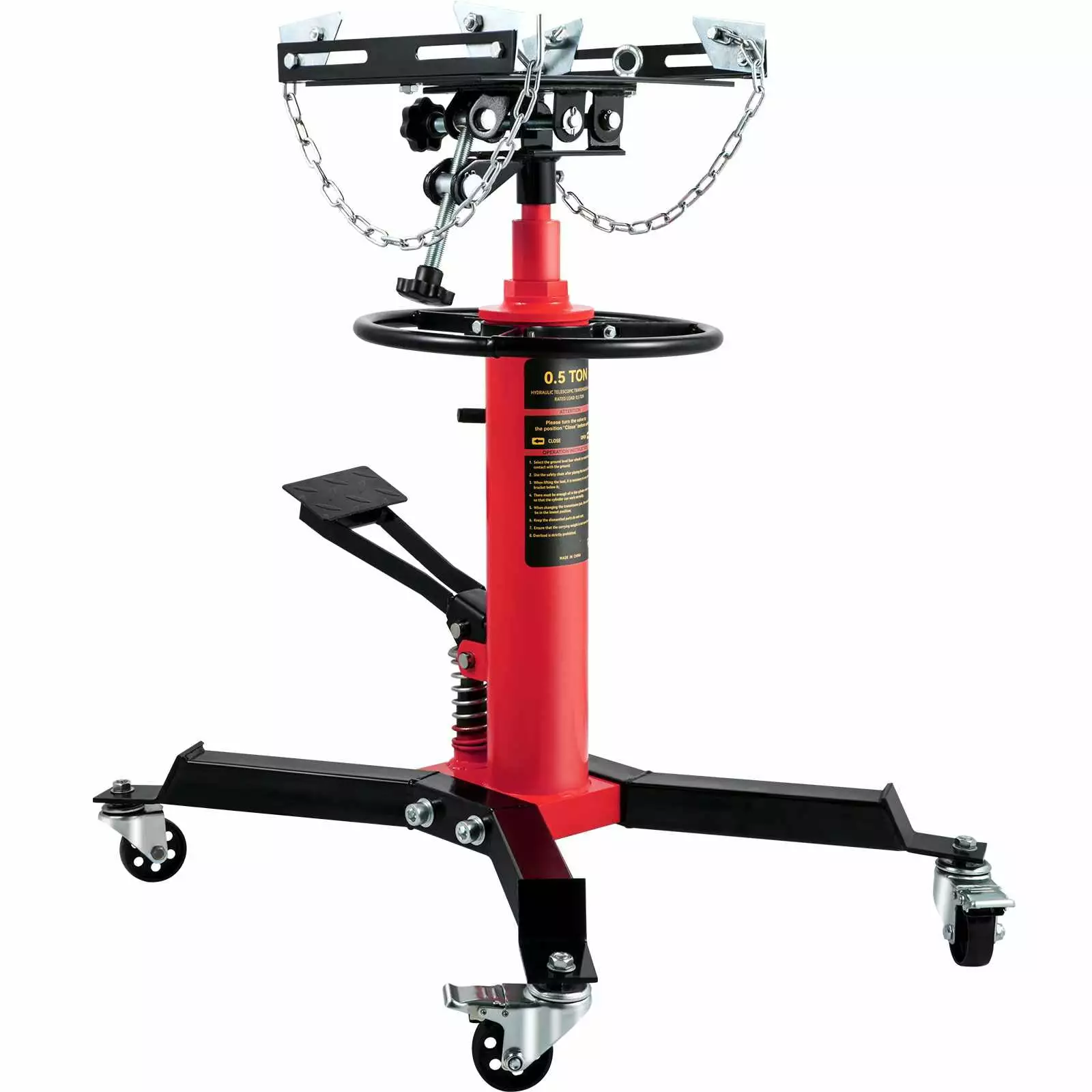 BENTISM Transmission Jack 1100 lbs 2-Stage Hydraulic High Lift Vertical Telescopic.Red