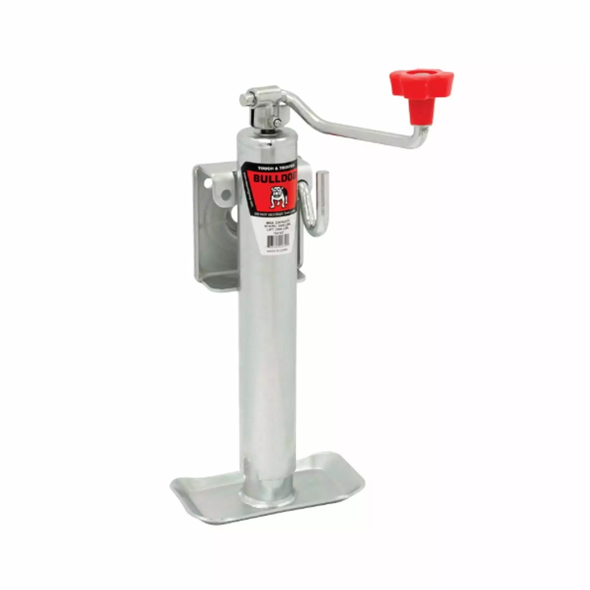 BULLDOG 154107 Round Trailer Jack. Side Mount. 2.000 lbs. Lift Capacity. Topwind. Bolt-On. 10 Inch Travel