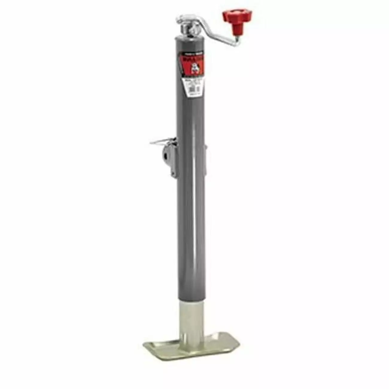 BULLDOG 178112 Round Trailer Jack. Side Mount. 5.000 lbs. Lift Capacity. Topwind. Weld-On. 15 Inch Travel