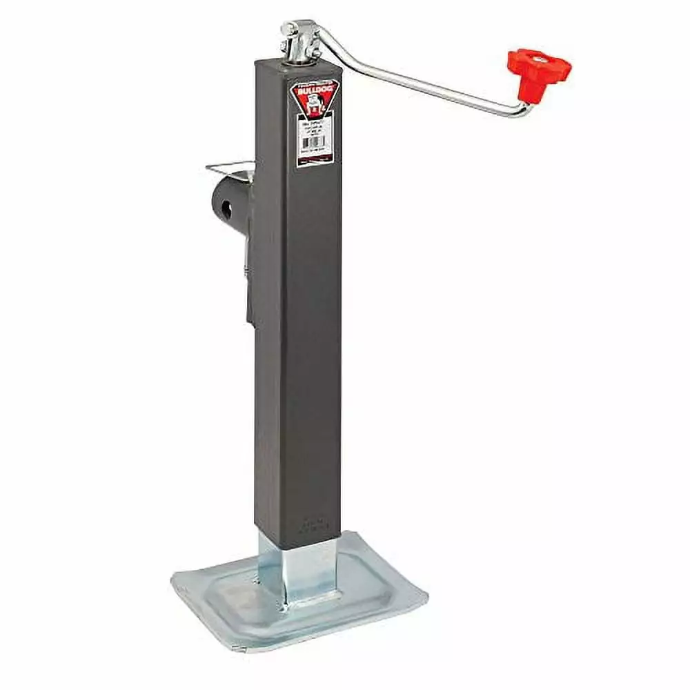 BULLDOG 190724 Square Trailer Jack. Side Mount. 8.000 lbs. Support Capacity. Topwind. Weld-On. 15 Inch Travel