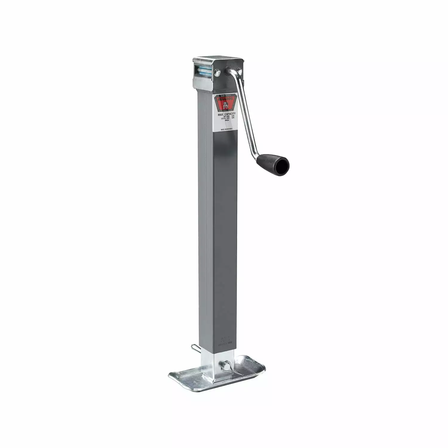 BULLDOG 195354 Square Trailer Jack. No Mount. 5.000 lbs. Support Capacity. Sidewind. Weld-On. 15 Inch Travel