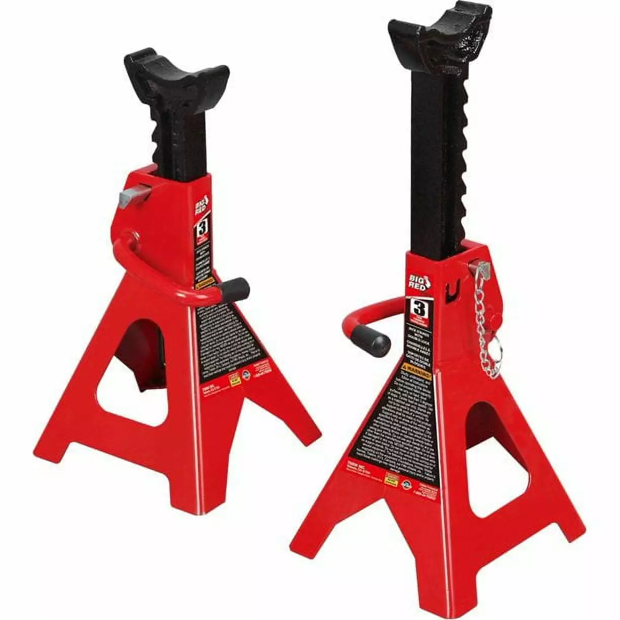 Big Red Heavy Duty Jack Stands 3 Ton Double Locking Pins Car Jack Stand.Red.1 Pair.W43005A