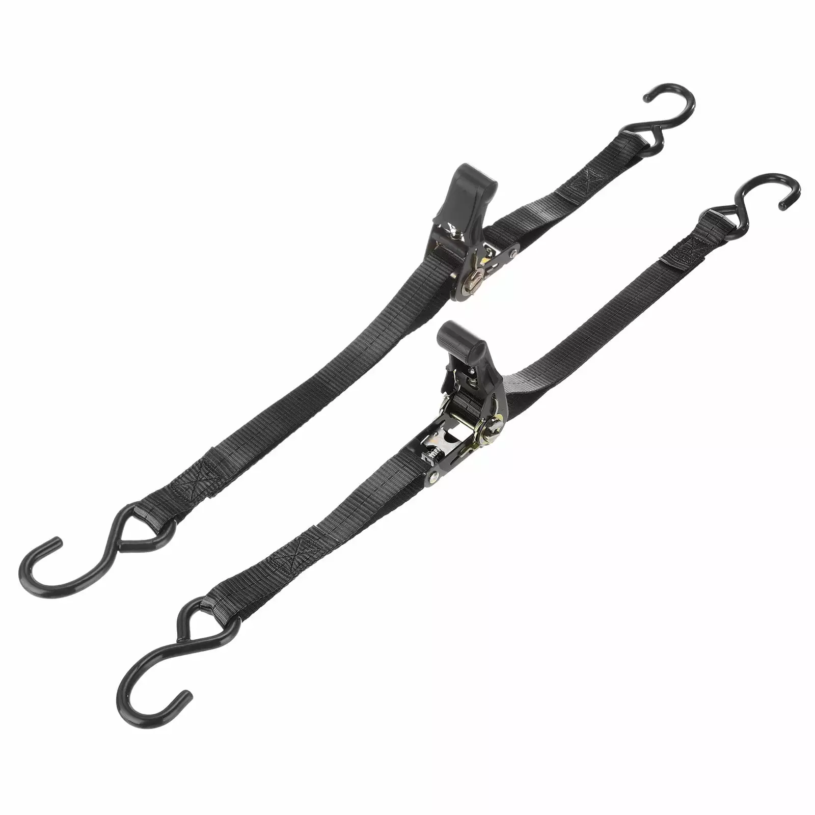 Boat Trailer Transom Tie Down Straps 1x3.3'. 1763lbs Ratchet Adjustable Straps with S Hook. Black