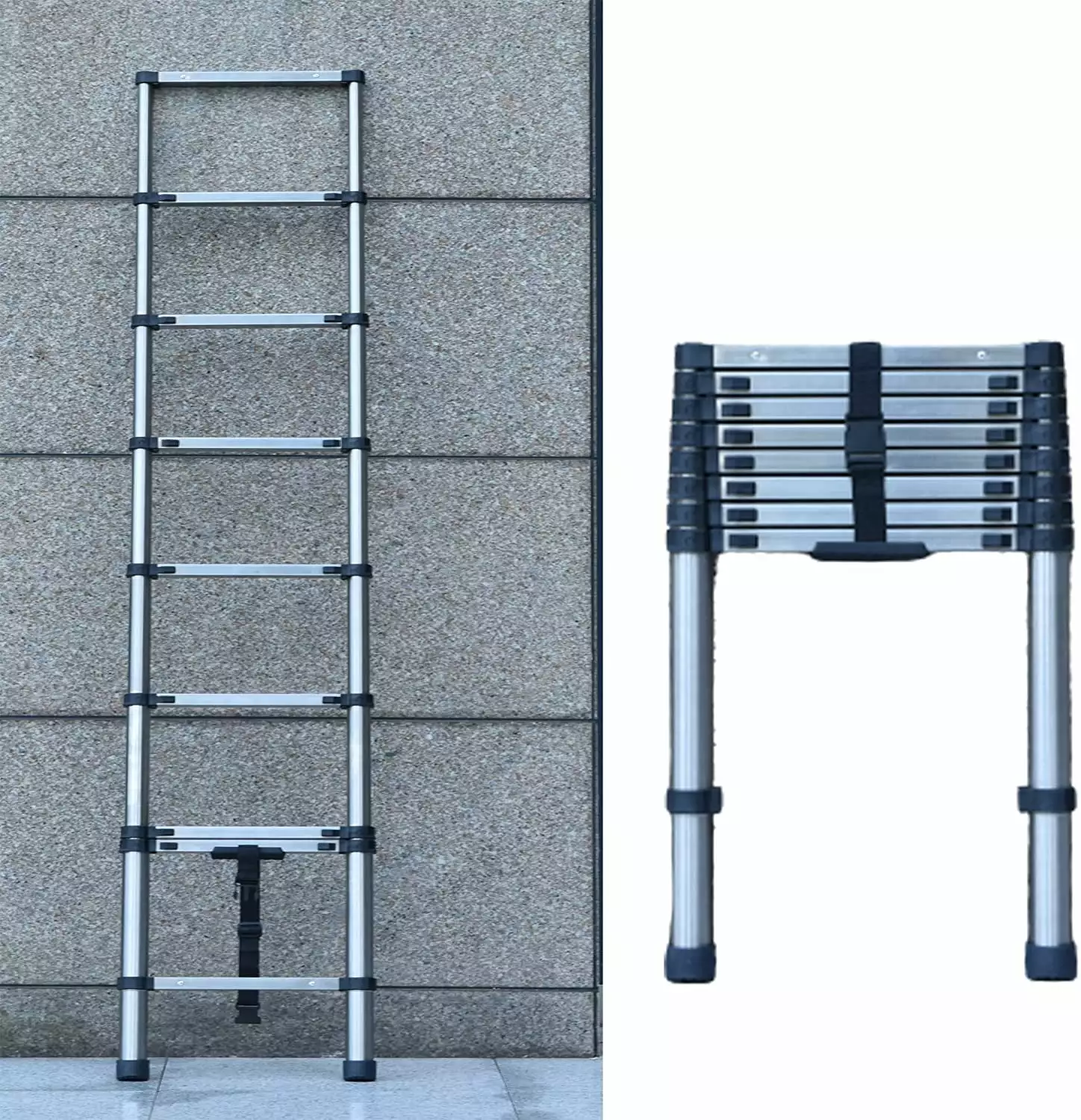 Extension Ladder 8.5 FT. Telescoping Ladder Stainless Steel Roof Ladder. Lightweight Telescopic Extension Ladder. Multi Purpose Step Ladders for Home. Collapsible Ladders. Heavy Duty 330 Lb Capacity