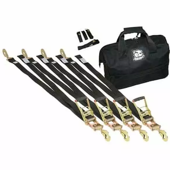 Bulldog Winch Ratcheting Tie-Down Strap 9 PC 10k Breaking Strength Kit