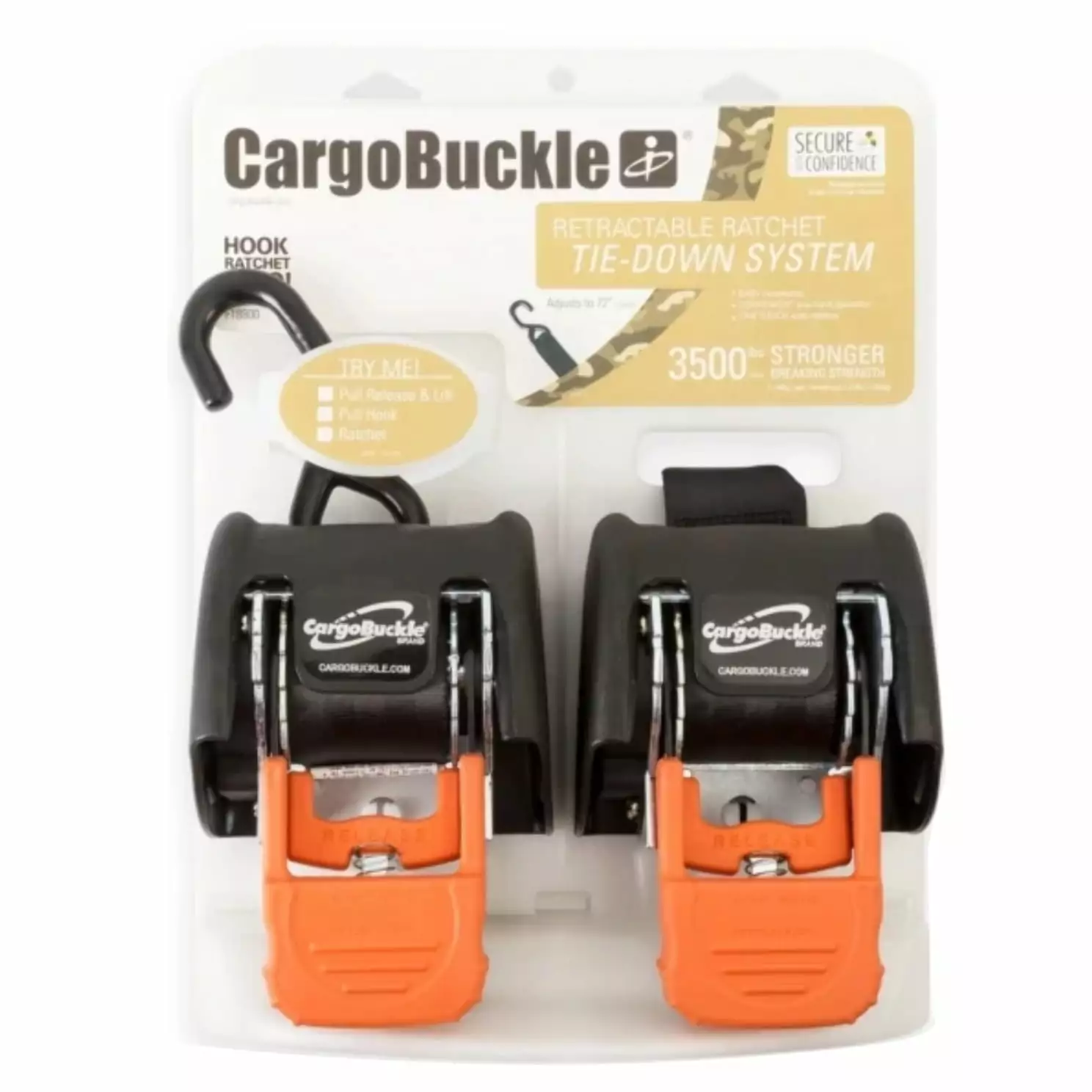 CARGO BUCKLE F18800 2PACK DISPLAY - 2IN X 6FT 3.500 LBS/EA CARGOBUCKLE RETRACTABLE TIE-DOWN SYSTEM