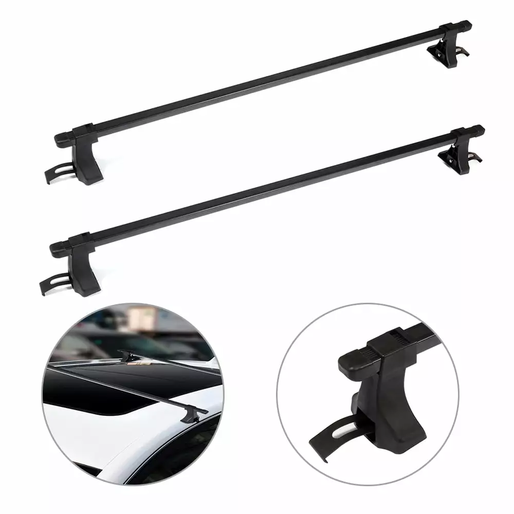 CCIYU Cargo Racks 54(137cm) Rooftop Luggage Canoe Kayak Carrier Rack Black Roof Rack Cross Bar - Fits Naked Roof Models ONLY