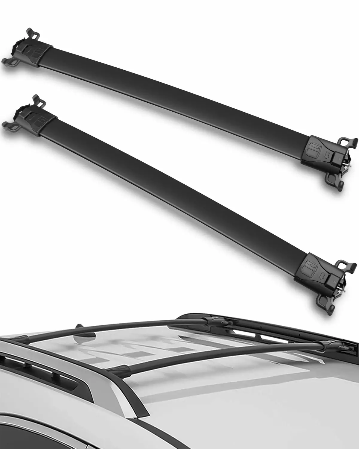 CCIYU Cargo Racks for Chevrolet Equinox 2010-2017. for GMC Terrain 2010-2017 Rooftop Luggage Canoe Kayak Carrier Rack Black Roof Rack Cross Bar - Fits Side Rails Models ONLY