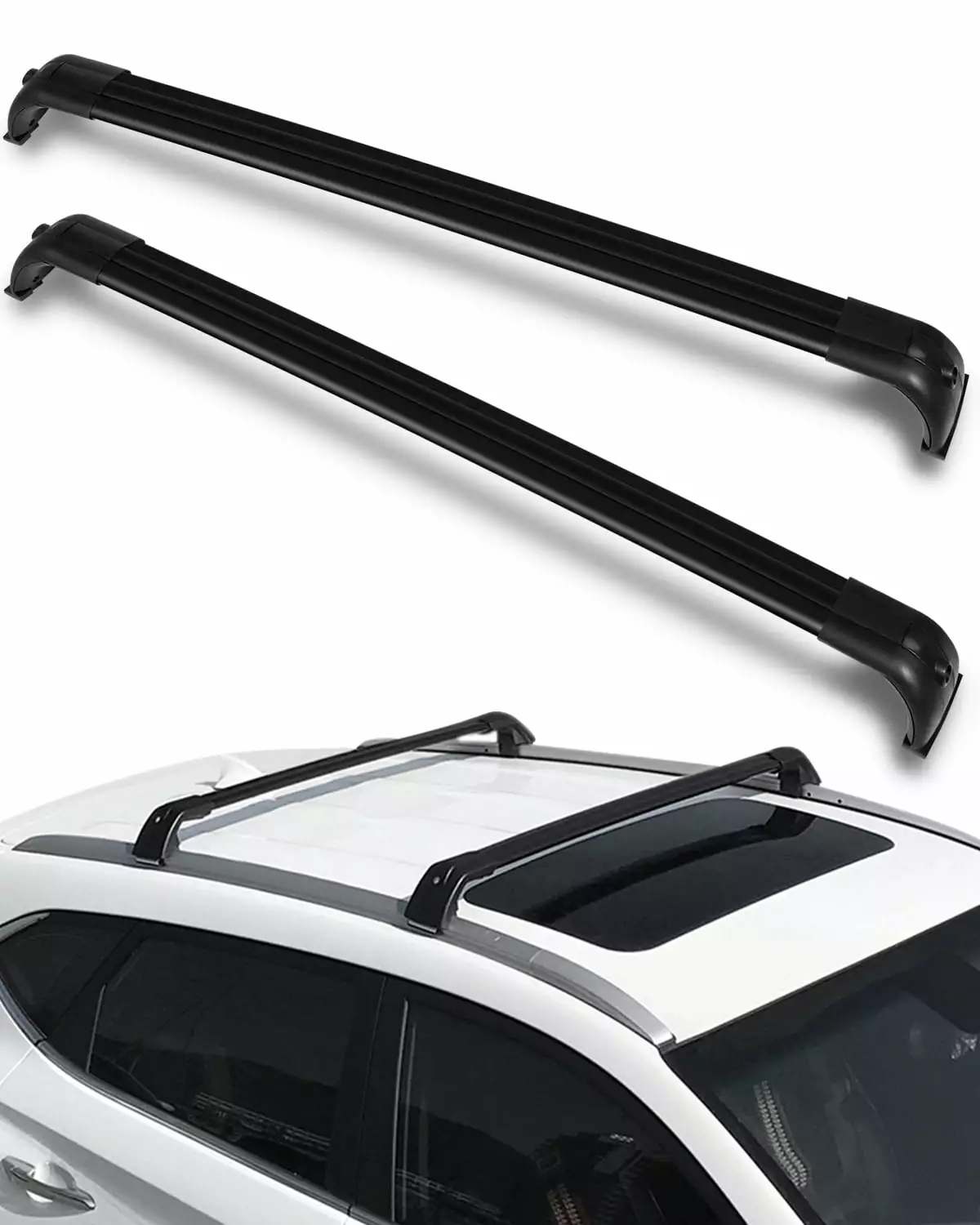 CCIYU Cargo Racks for Land Rover LR3 2005-2009. for Land Rover LR4 2010-2016 Rooftop Luggage Canoe Kayak Carrier Rack Black Roof Rack Cross Bar - Fits Side Rails Models ONLY