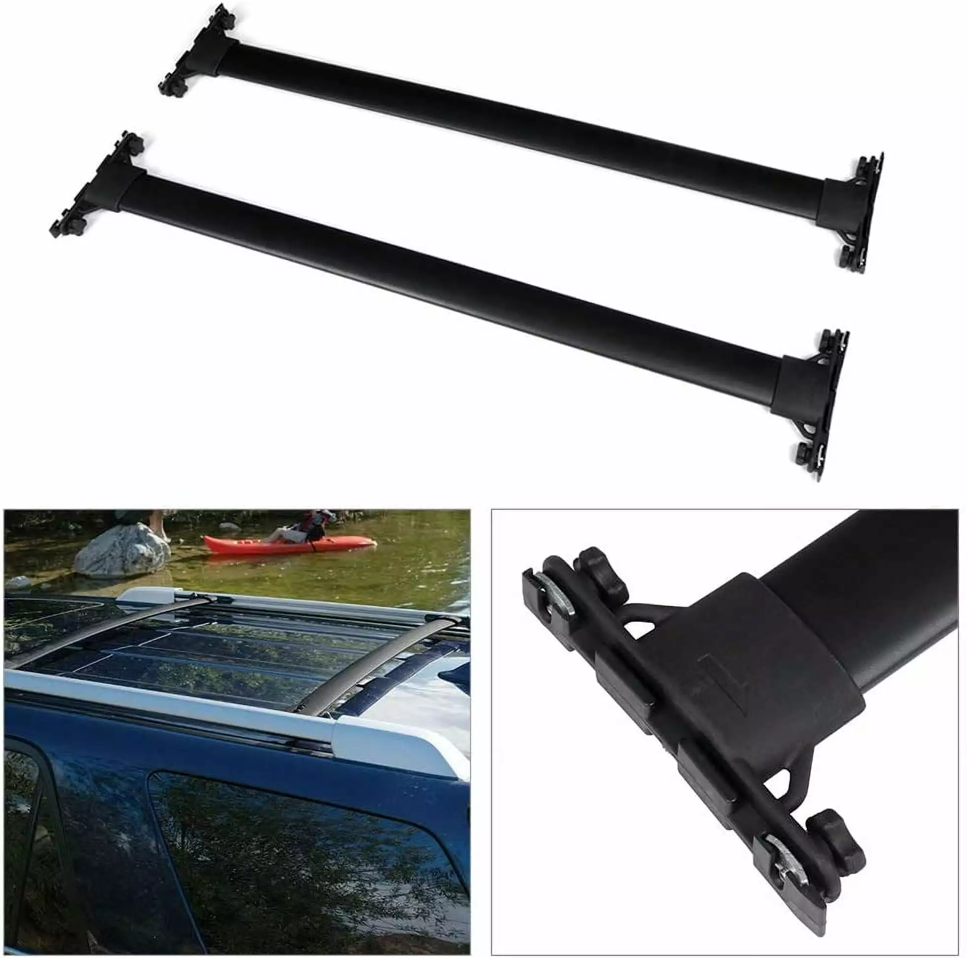 CCIYU Cargo Racks for Toyota 4Runner 2010-2014 2016-2021ooftop Luggage Canoe Kayak Carrier Rack Black Roof Rack Cross Bar - Fits Side Rails Models ONLY