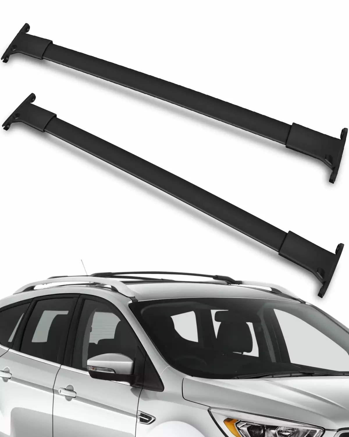 CCIYU Cargo Racks for Ford Escape 2013-2019 Rooftop Luggage Canoe Kayak Carrier Rack Black Roof Rack Cross Bar - Fits Side Rails Models ONLY