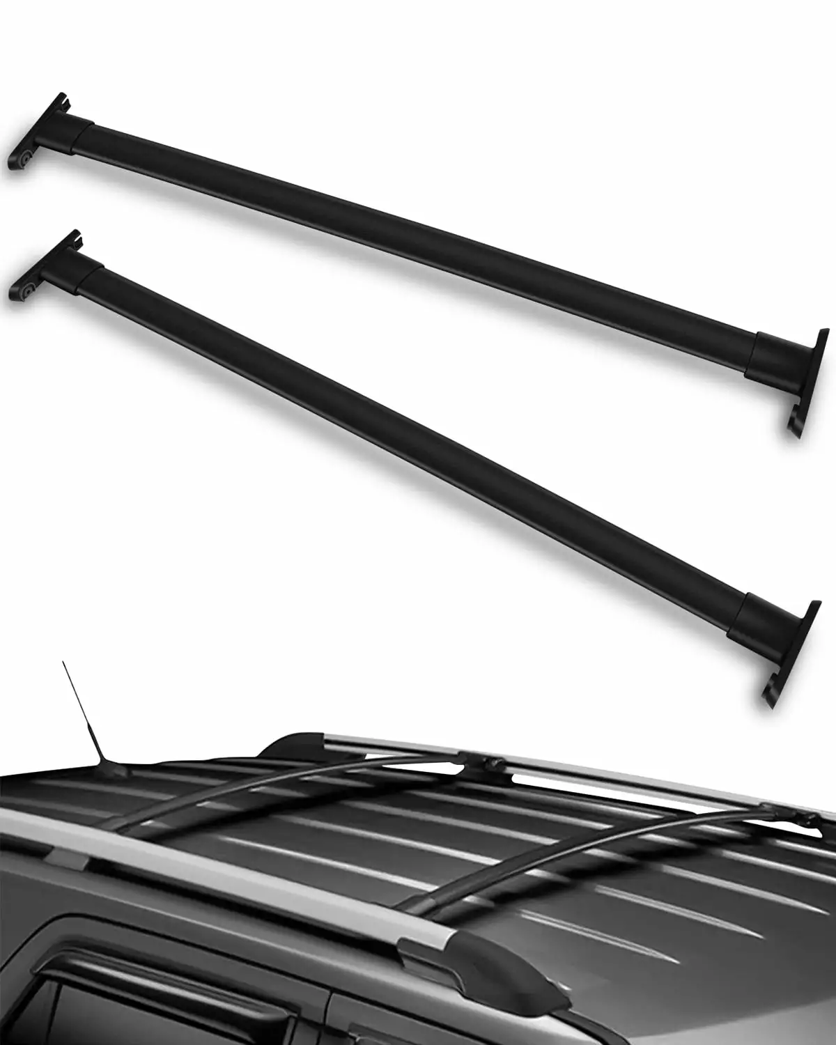 CCIYU Cargo Racks for Ford Explorer 2011-2015 Rooftop Luggage Canoe Kayak Carrier Rack Black Roof Rack Cross Bar - Fits Side Rails Models ONLY