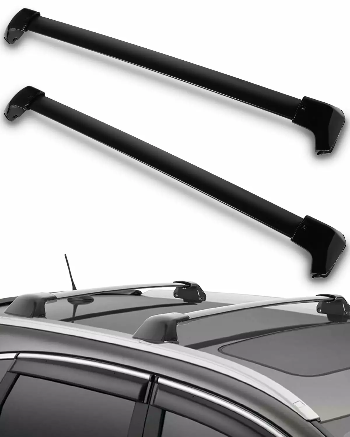 CCIYU Cargo Racks for Honda CR-V 2012-2016 Rooftop Luggage Canoe Kayak Carrier Rack Black Roof Rack Cross Bar - Fits Side Rails Models ONLY