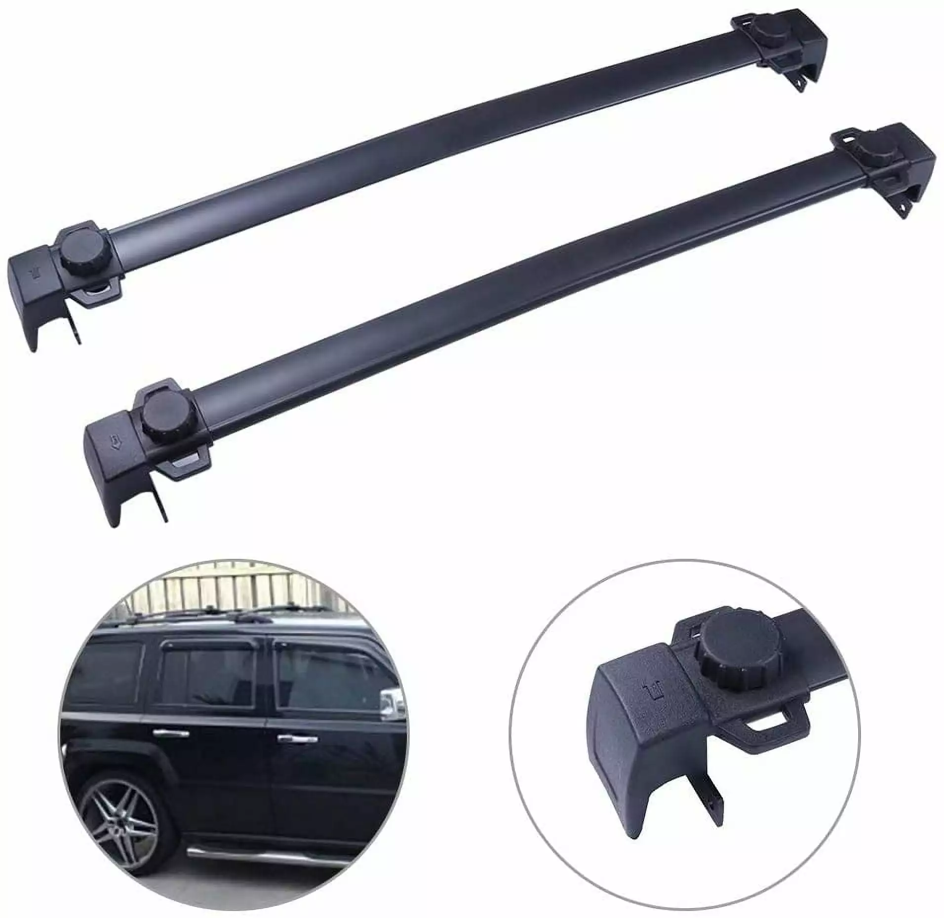 CCIYU Cargo Racks for Jeep Patriot 2007-2015 Rooftop Luggage Canoe Kayak Carrier Rack Black Roof Rack Cross Bar - Fits Side Rails Models ONLY