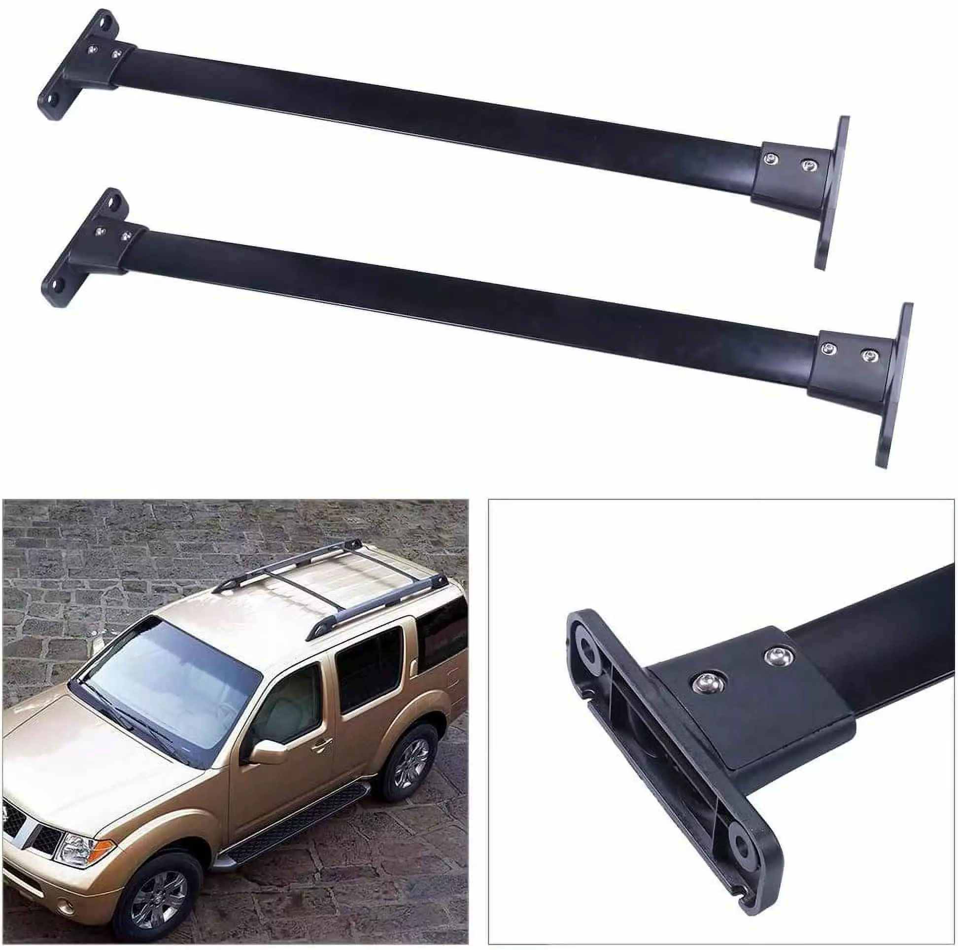 CCIYU Cargo Racks for Nissan Pathfinder 2005-2012 Rooftop Luggage Canoe Kayak Carrier Rack Black Roof Rack Cross Bar - Fits Side Rails Models ONLY