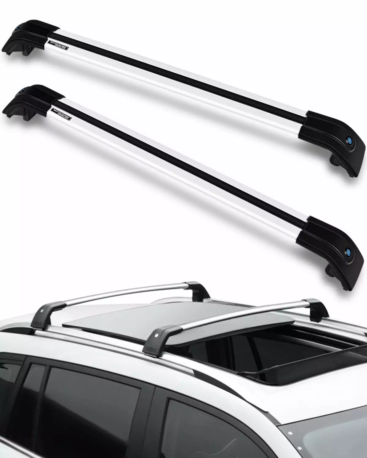 CCIYU Cargo Racks for Volkswagen Atlas 2018-2019 Rooftop Luggage Canoe Kayak Carrier Rack Black Roof Rack Cross Bar - Fits Side Rails Models ONLY