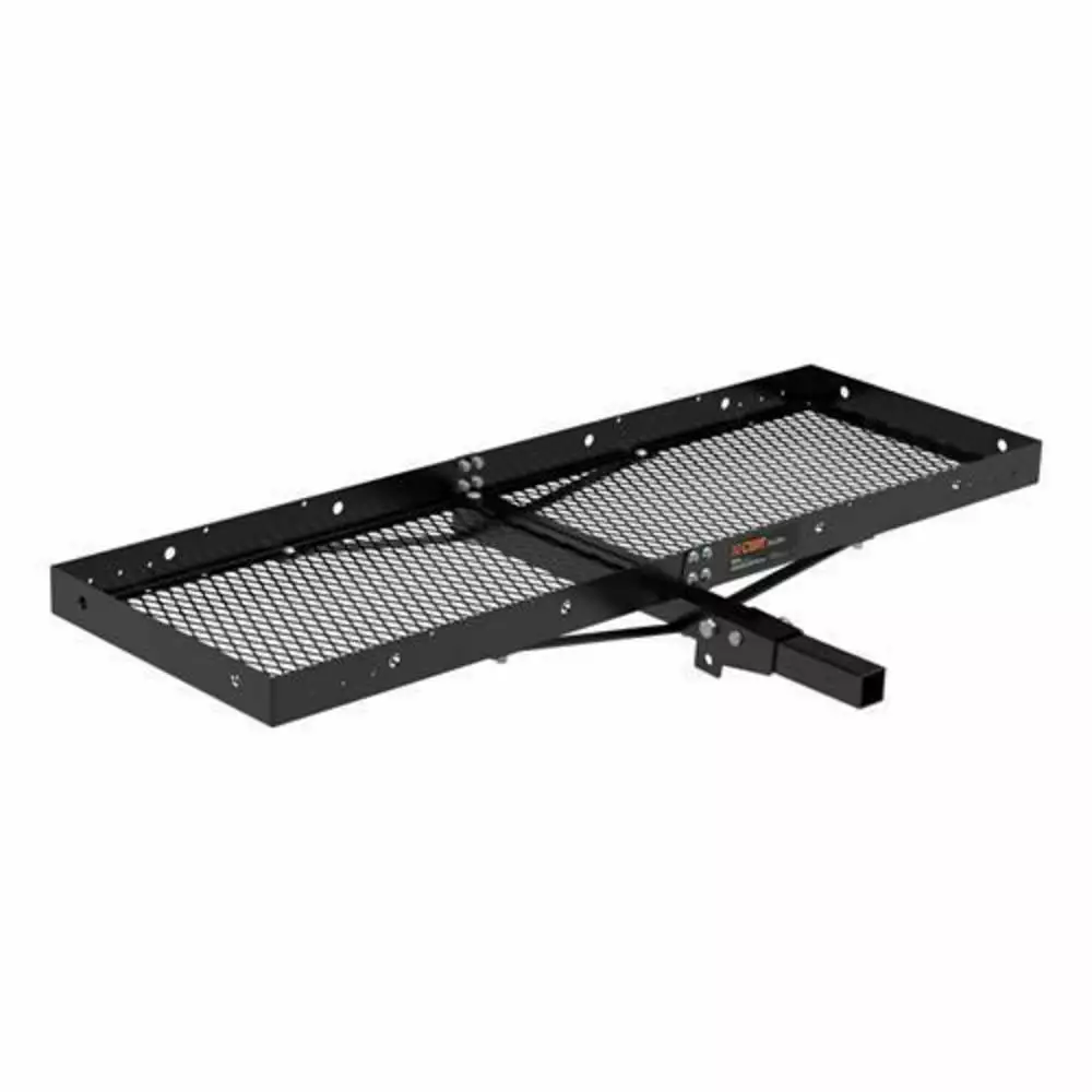 CURT 18109 60 x 20-Inch Tray Hitch Cargo Carrier. 500 lbs Capacity. Black Steel. 2-In Folding Shank