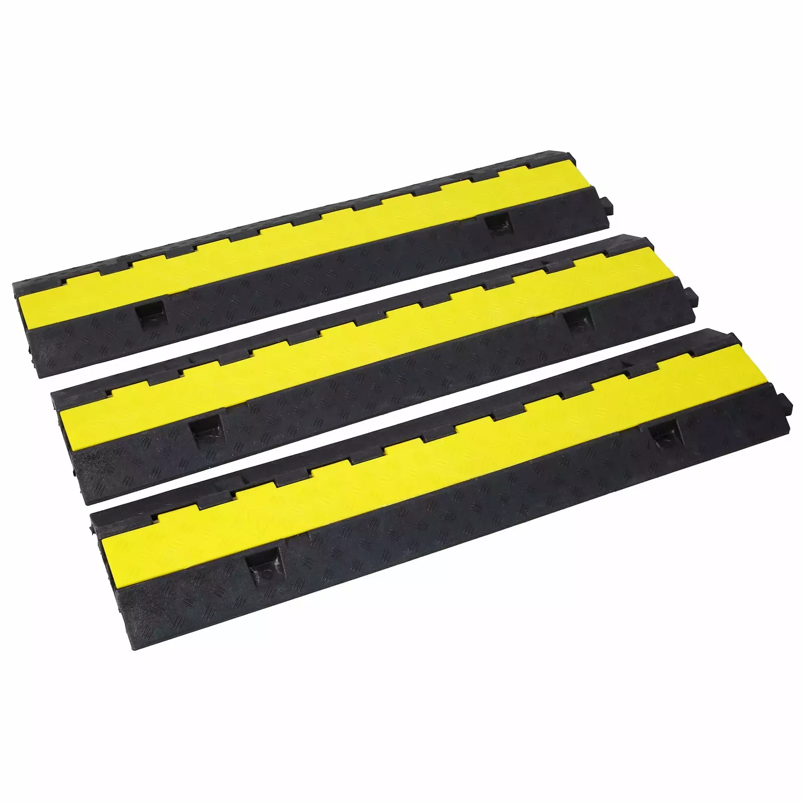 Cable Protector Ramp. 2 Channels Speed Bump Hump. Rubber Modular Speed Bump Rated 11000 LBS Load Capacity. Protective Wire Cord Ramp Driveway Rubber Traffic Speed Bumps Cable Protector.3 Packs