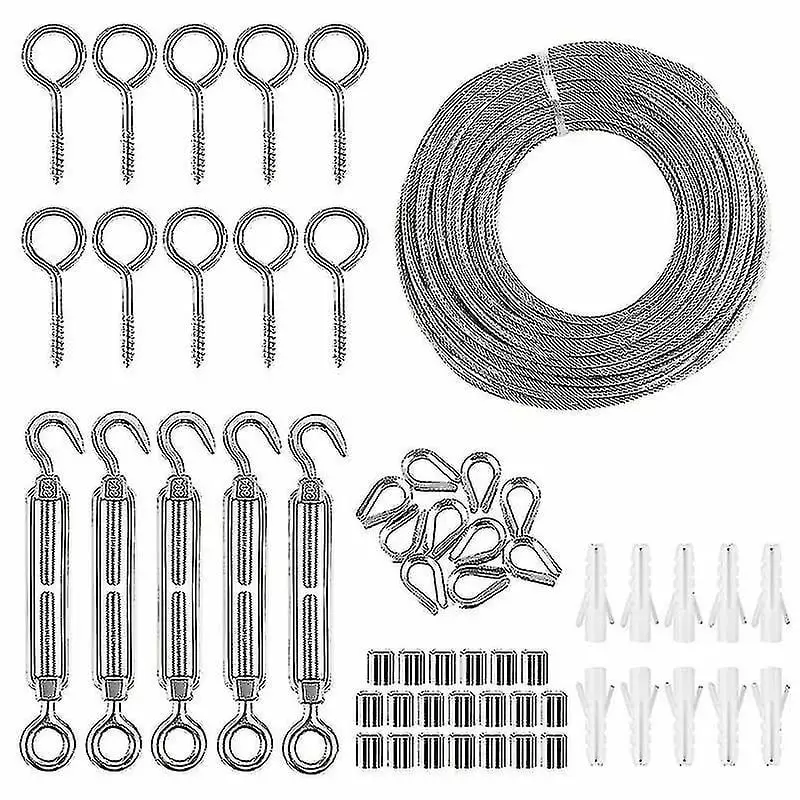 Cable Railing Kit 30m Stainless Steel Cable Wire Rope Cable Garden Wire Light Suspension Kit Fence Railing Kit