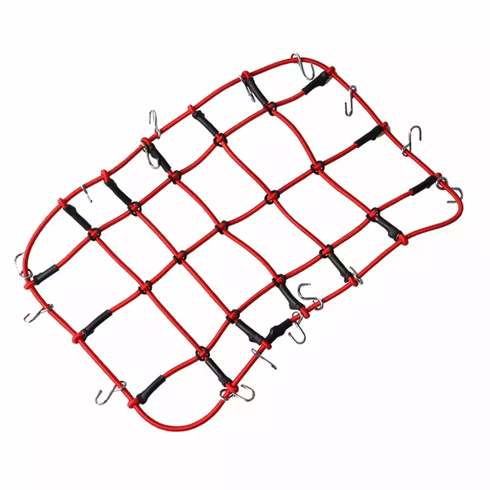 Car Luggage Net Elastic Car Roof Luggage Net Rack Storage Net with Hooks for 1:10 Crawler (Red)