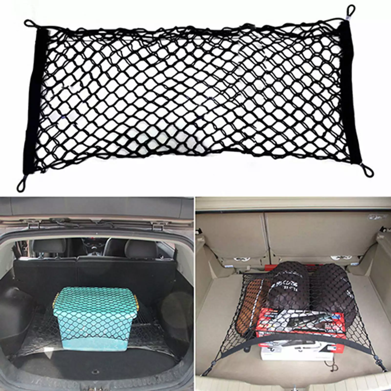 1 Pc Luggage Cargo Bungee Net. Practical 40* 40cm 6 Hooks Sundries Net. Storage Carrier Bag for Motorcycle Bike Travelling Outdoor ( Dark Blue )