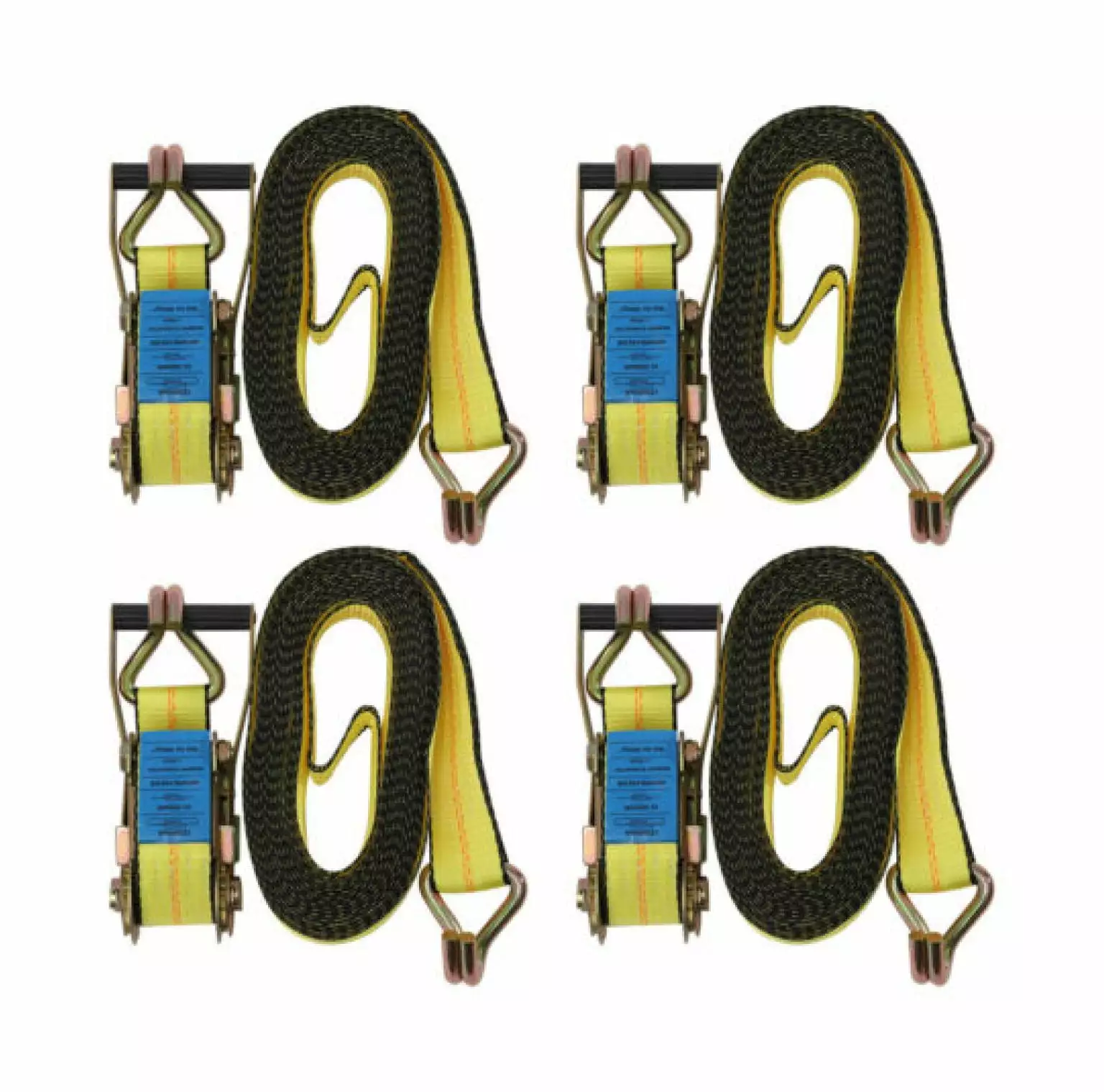 ChicCrest 4 Pack Cargo Control Ratchet Tie Down Straps - 2 Inch x 15 FT w/ Double J Hook