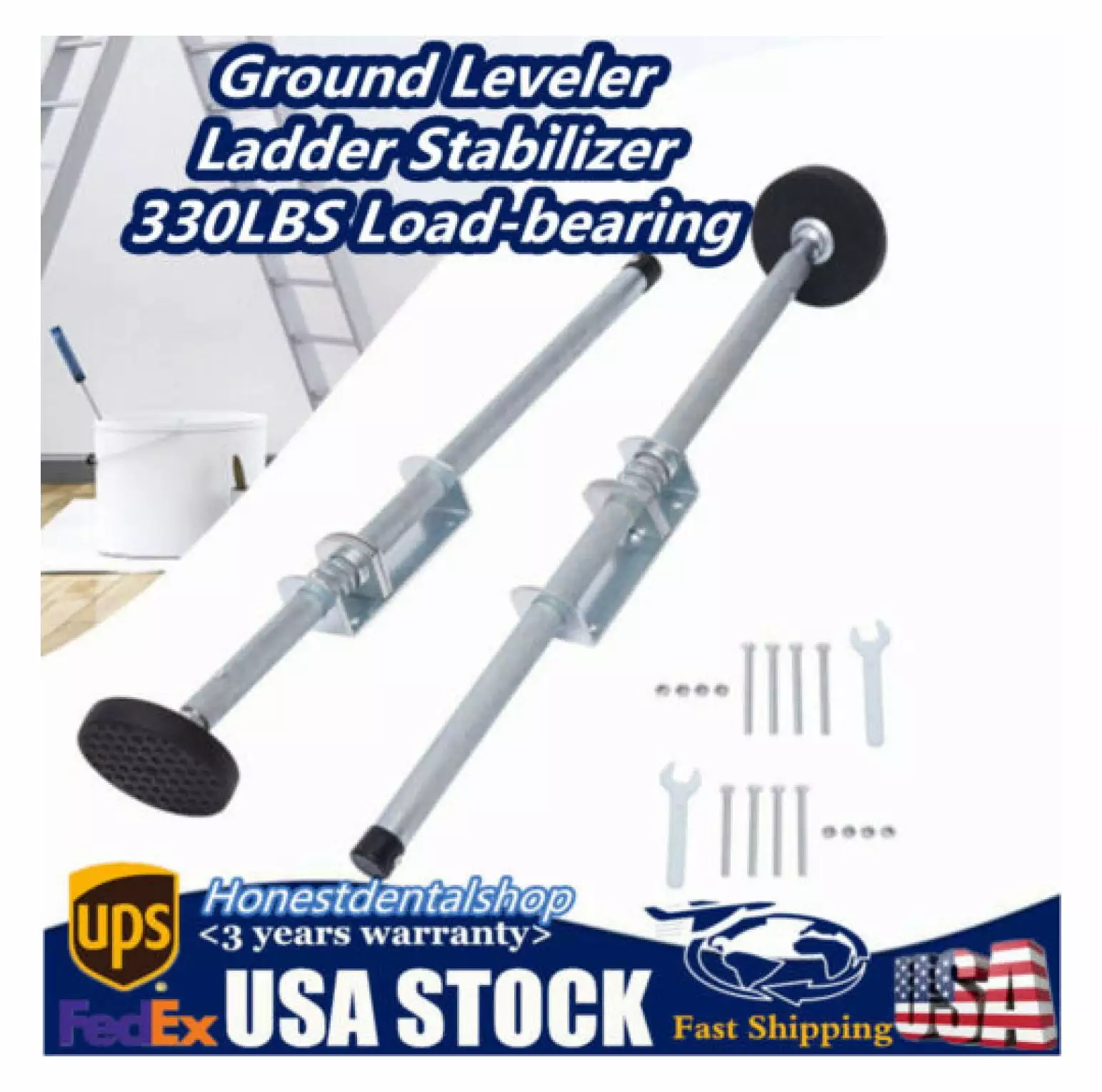 ChicCrest Ladder Stabilizer Leveler Anti-Slip 1Pair Extension Ladder Leg Height Adjustable