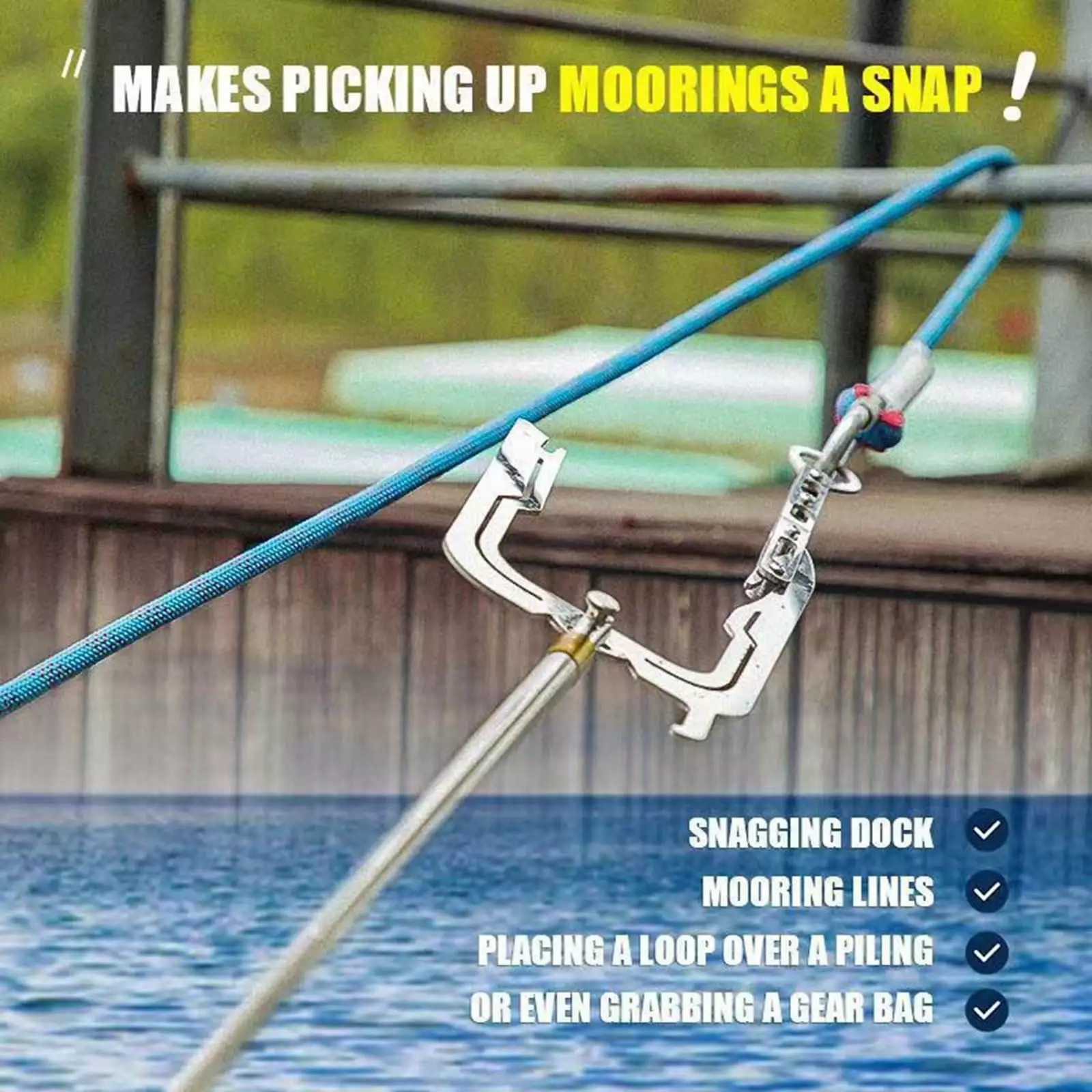 Clearance Sale! New Boat Hook Telescopic And Rope For Boat Hooks For Docking U''Shaped Multi Purpose Dock Hook Easy Threader Puller Tie Rope Hook Tool Super Strong Hook For Your Home And Outdoor