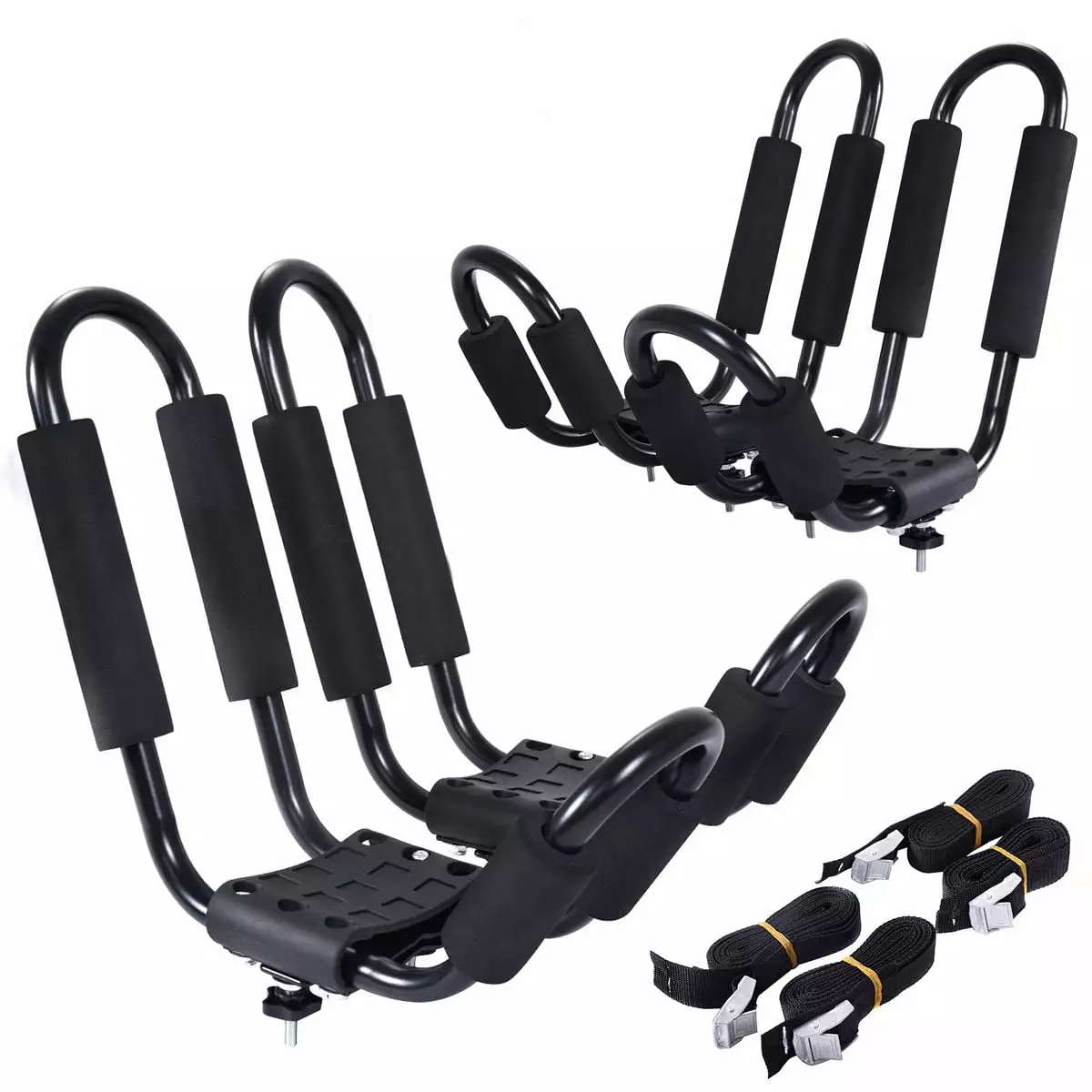 Costway 2 Pair Canoe Boat Kayak Roof Rack Car SUV Truck Top Mount Carrier J Cross Bar