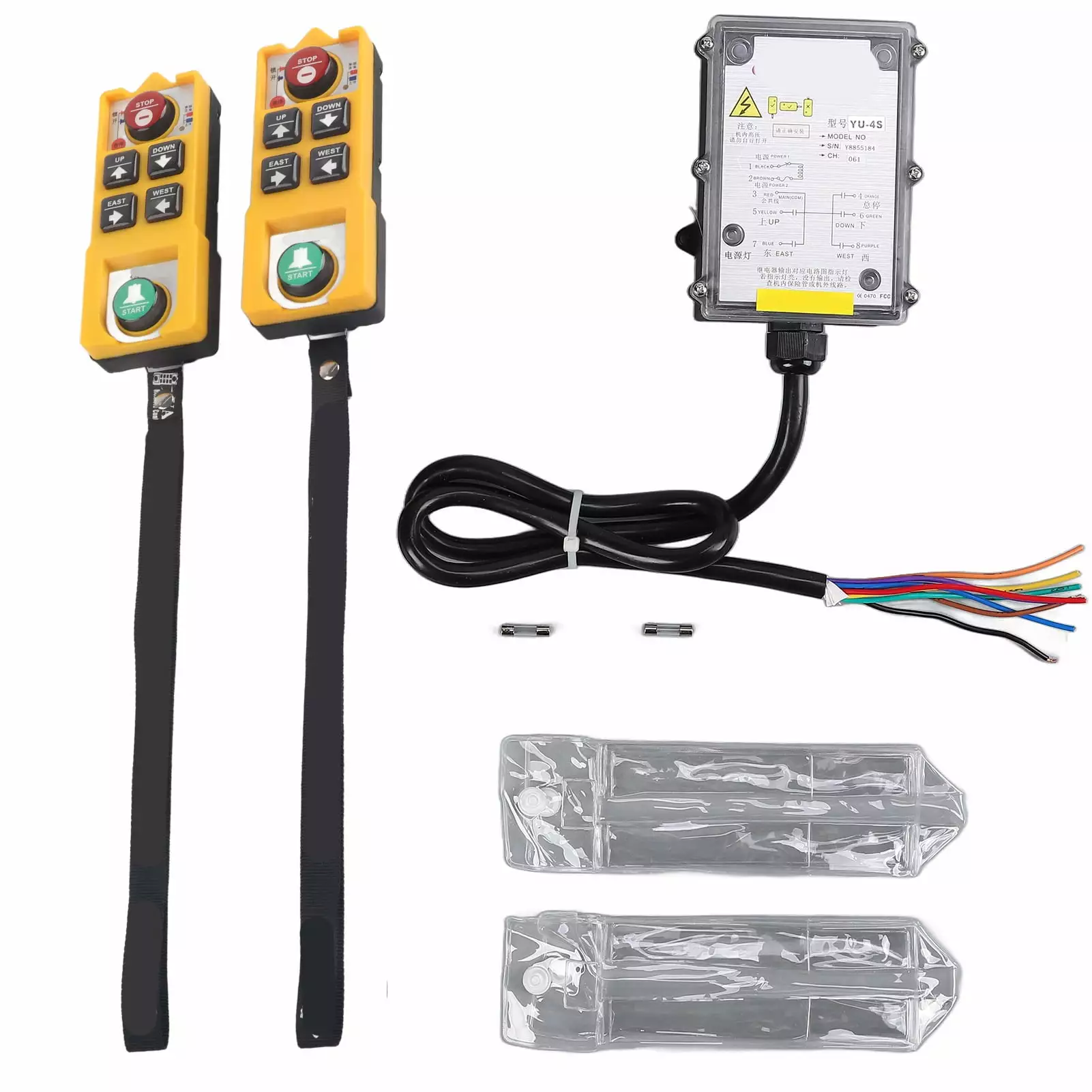 Crane Remote Control Hoist Controller 2 Key Switch 3 Proofing Waterproof ABS ShellAC 380V