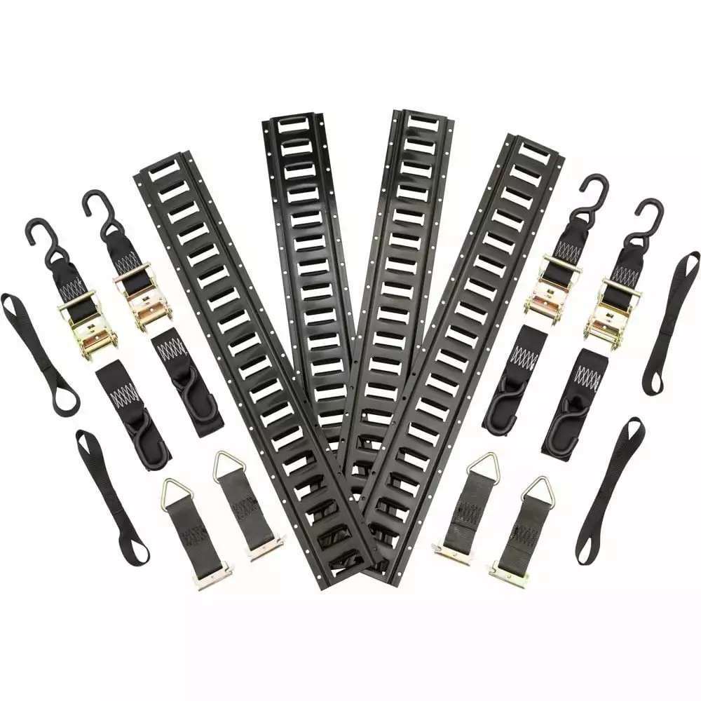 Cruiser V-Twin Motorcycle 16pc E-Track Trailer Strap Tie-Down Kit