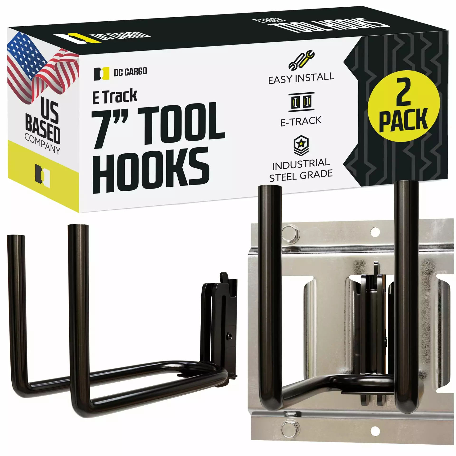 DC Cargo Mall E-Track Heavy Duty Shovel/Tool Hanger | Hook for Tools. Spades. Rakes. in Trucks. Trailers. and Warehouses with E Tracks