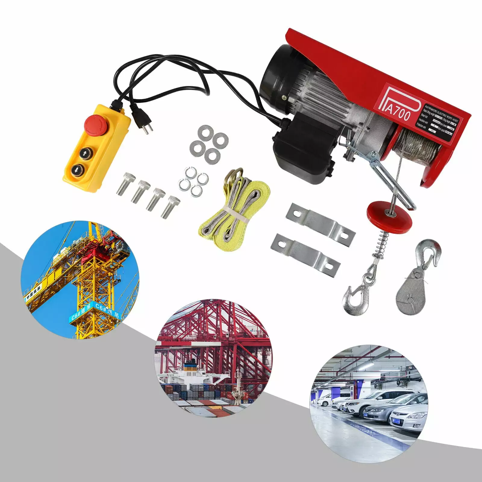 DENEST 110V 1200W Electric Hoist Lift Electric Hoist 1543lbs Mini Electric Winch Crane with Remote Control