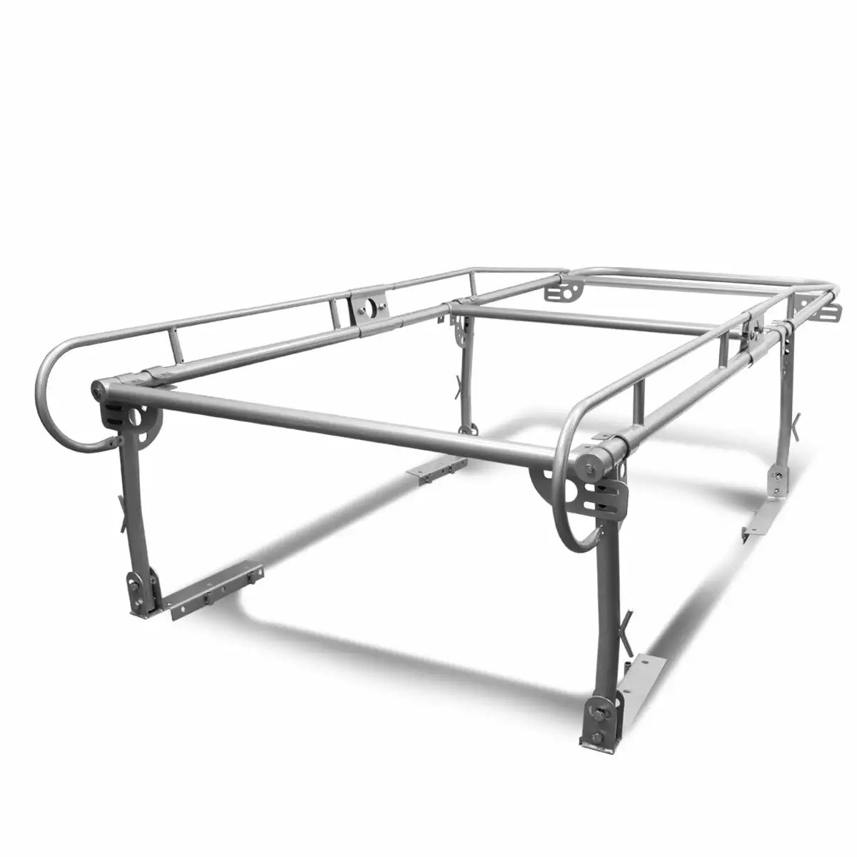 DNA Motoring LRACK-SL-A+B Universal Adjustable 132x57 Steel Pickup Truck Ladder Rack (Silver)