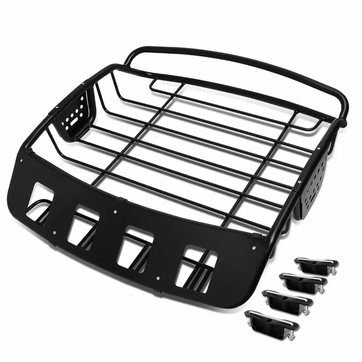 DNA Motoring PT-ZTL-8059 Universal Adjustable Heavy Duty Steel Roof Rack Cargo Basket Top Baggage Holder Carrier