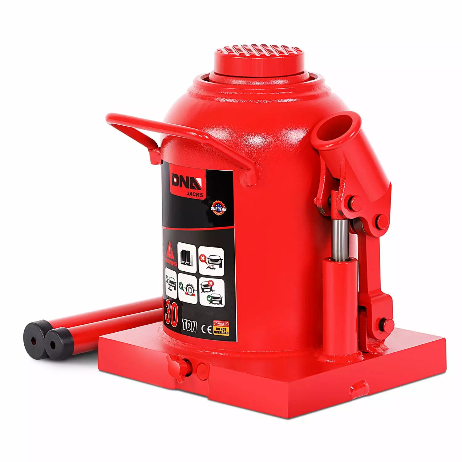 DNA Motoring TOOLS-00364 16.1 30 Tons (66138.6 lbs) Car Auto Repair Manual Steel Automotive Hydraulic Welded Bottle Jack Red