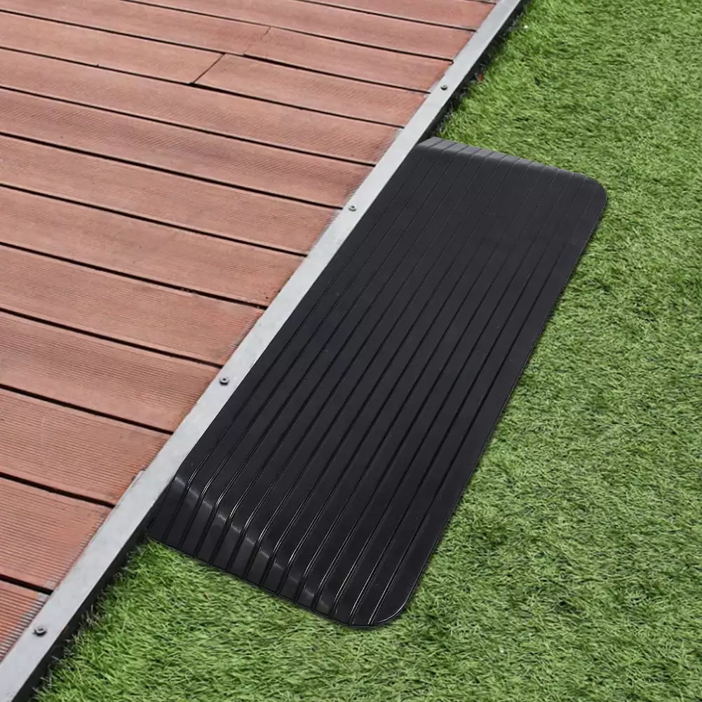 Danolapsi Rubber Threshold RampStripedSurface Solid Rubber 2200lbs/1000kg Load Capacity Ramp Portable Driveway Ramps For Cars Wheelchairs Scooter Lawn Mower