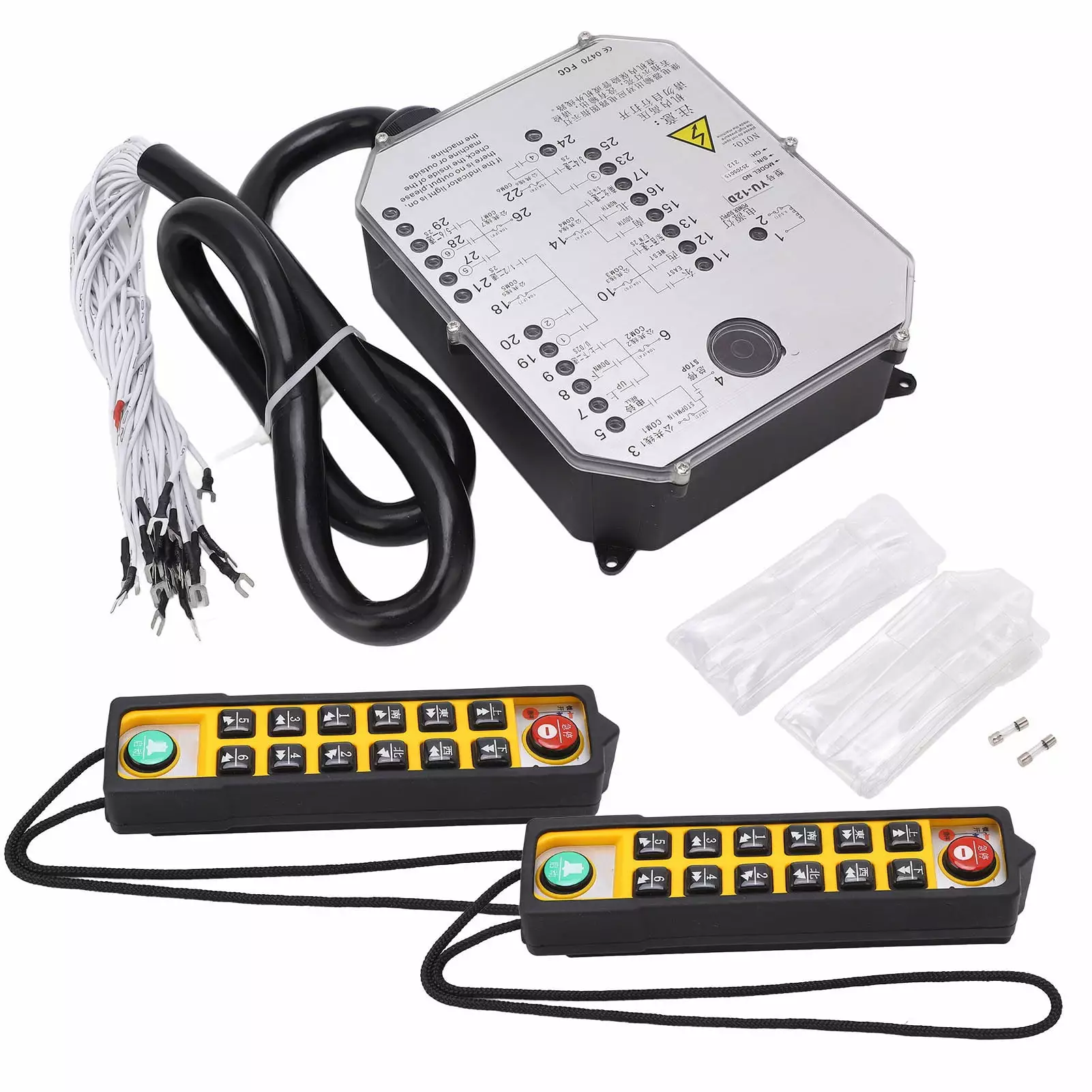 Double Handle Electric Crane Remote Controller Waterproof Industrial Transmitter Receiver AC24V