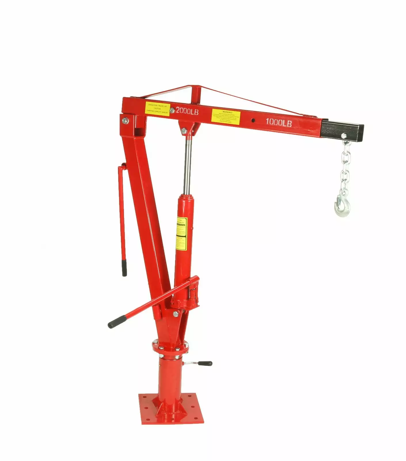 Dragway Tools 1 Ton Davit Crane with Swivel Base Hydraulic Jack & Foldable Arm