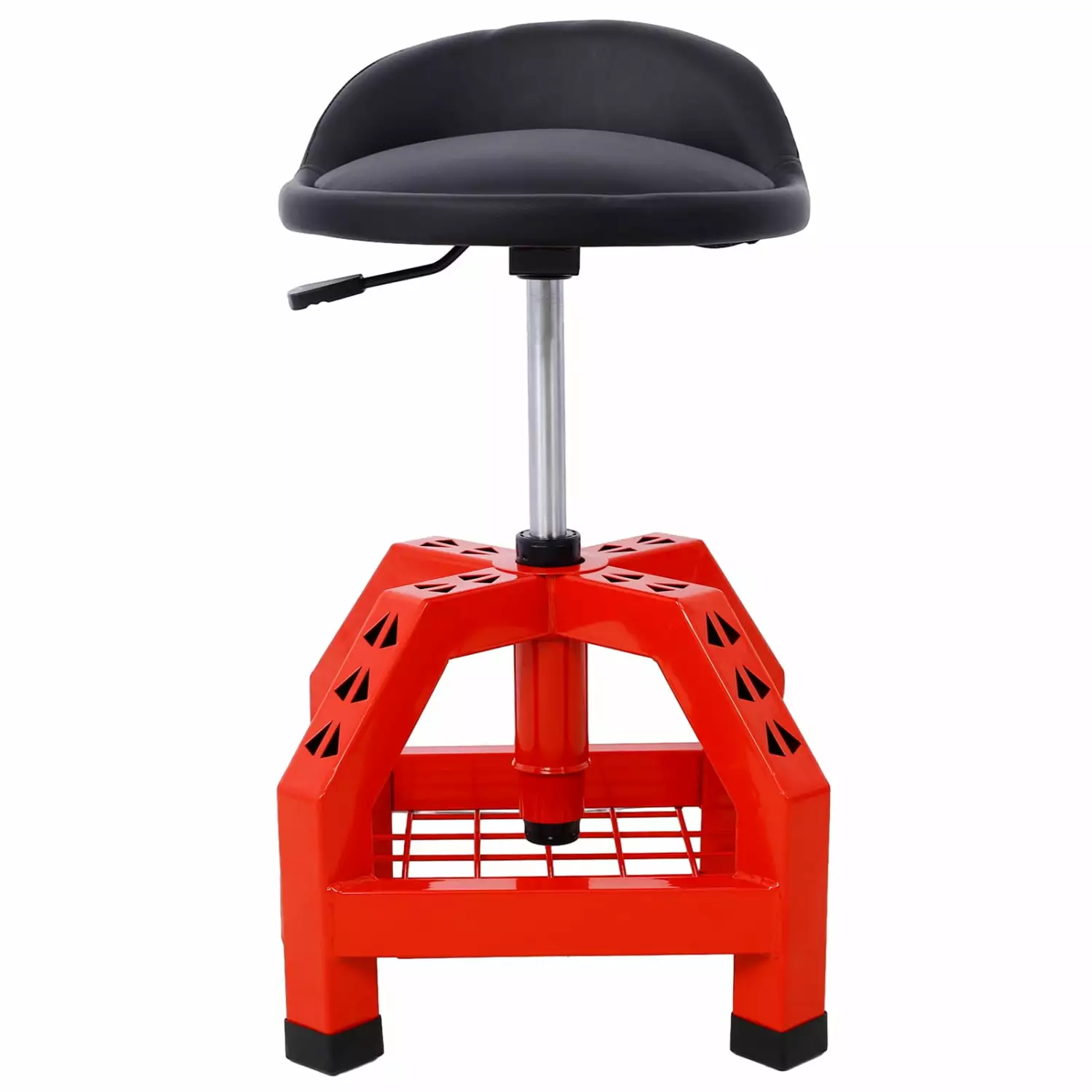 Durable Heavy Duty Pneumatic 360 Degree Swivel Mechanics Rolling Creeper Seat with Comfortable Cushion Red Shop Stool on Casters for Garage and Workshop Use