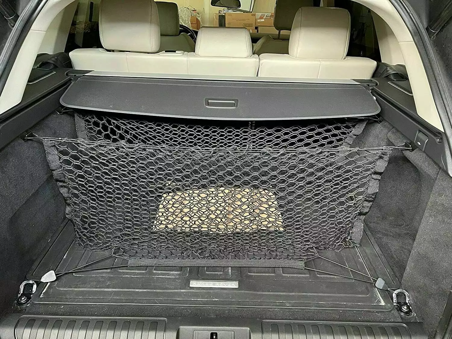 EACCESSORIES EA Trunk Organizer Cargo Net for Land Rover Range Rover Sport 2014-2022 ?C 2 Middle Trunk Envelope & Floor Style Cargo Nets ?C Premium Mesh Car Trunk Organizer Vehicle Carrier Storage