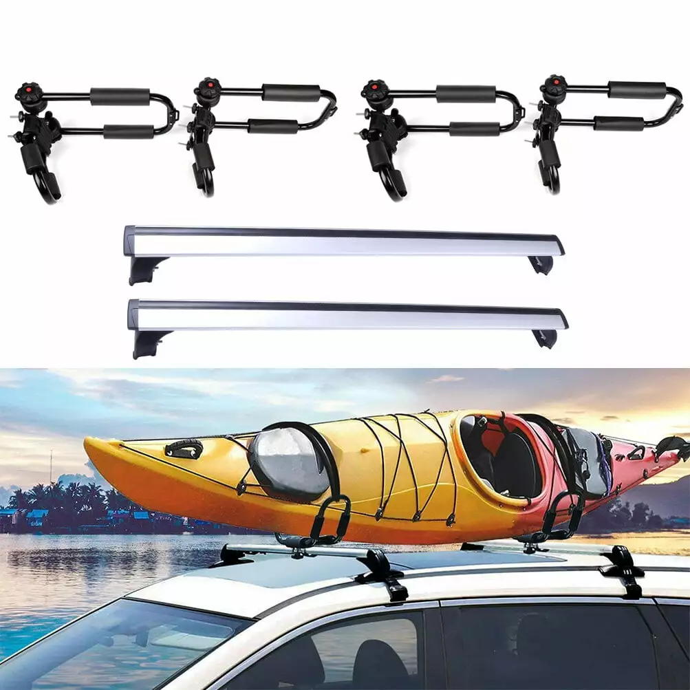 ECCPP Roof Rack Crossbars+Kayak Rack+Tie-Down Straps Fits 2009-2016 For Audi Q5 .2007-2016 For Audi Q7 Side Rails Roof Rack Crossbars