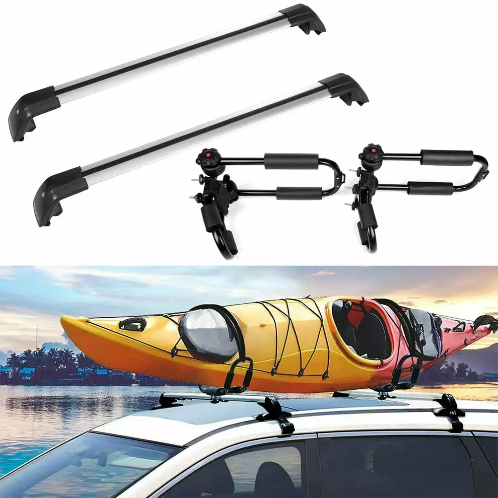 ECCPP Roof Rack Crossbars+Kayak Rack+Tie-Down Straps Fits 2013-2019 For Mitsubishi Outfor Lander Side Rails Roof Rack Crossbars