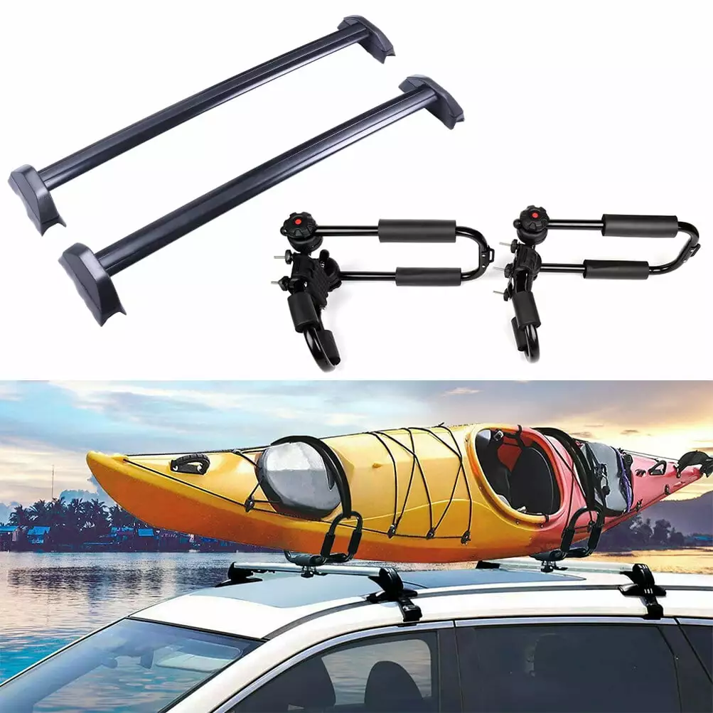 HTTMT- 2 Pairs Kayak Carrier Boat SUV Canoe Surf Ski Snowboard Roof Mount J-Bar Rack