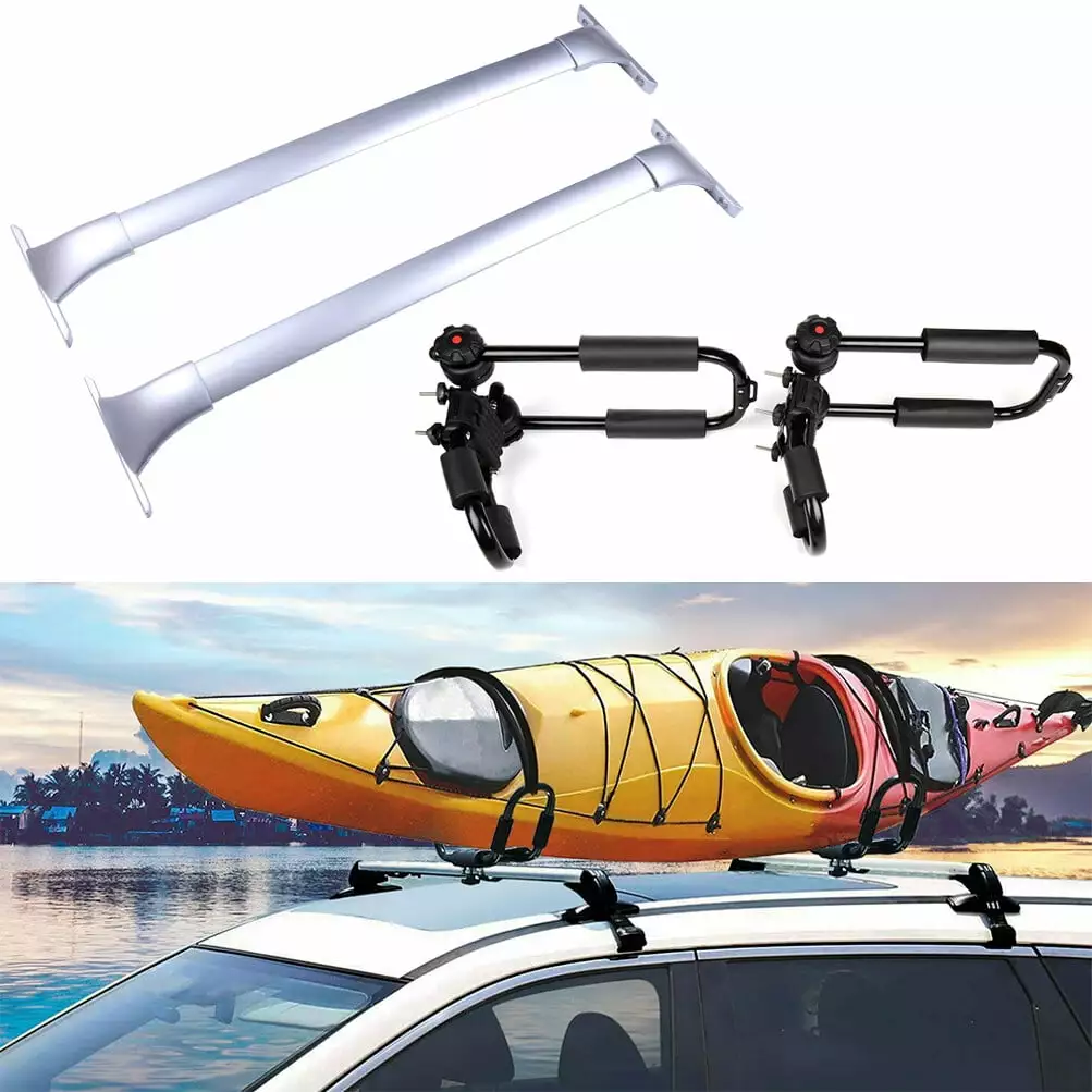 ECCPP Roof Rack Crossbars+Kayak Rack+Tie-Down Straps Fits For Nissan Rogue 2014-2019 Side Rails Roof Rack Crossbars