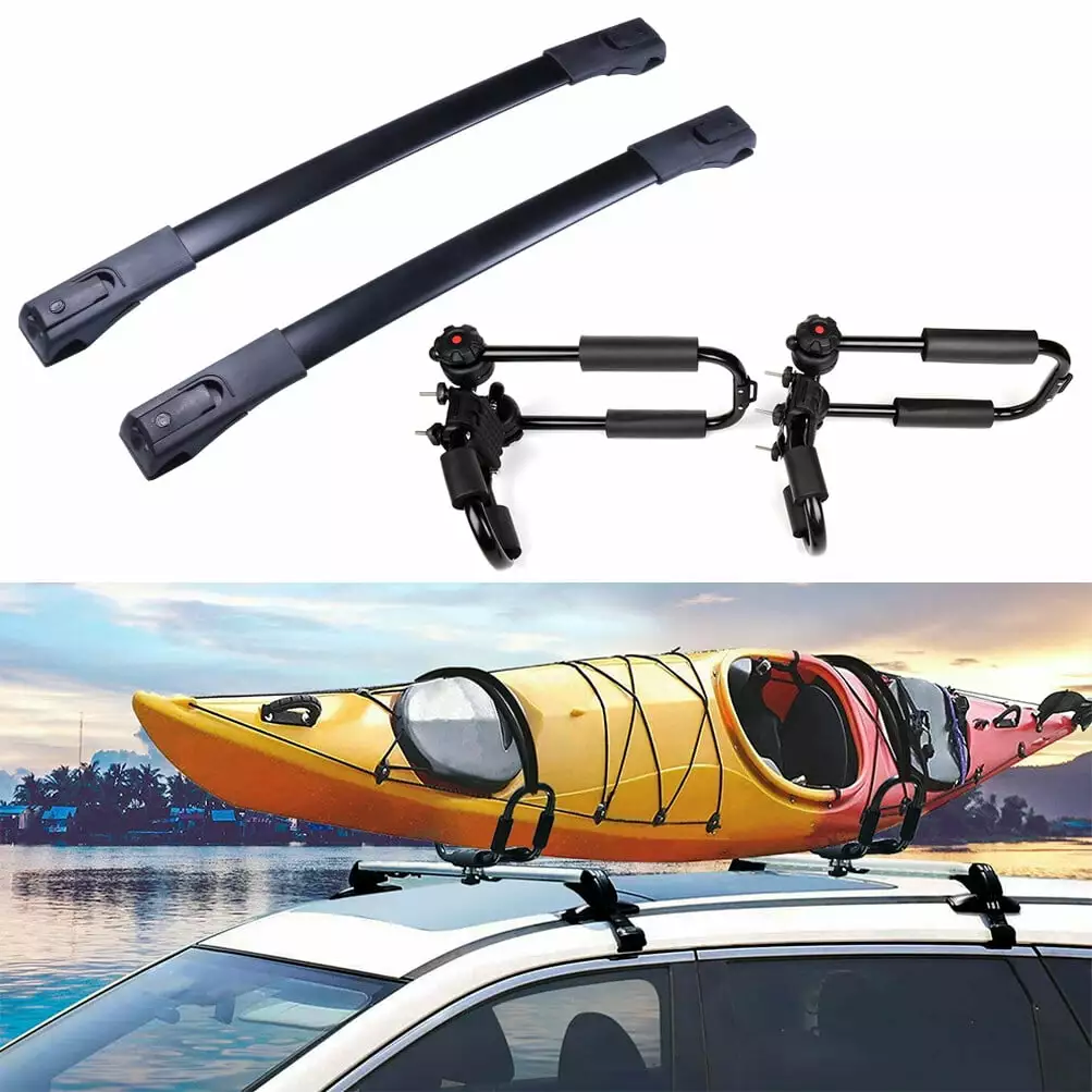 ECCPP Roof Rack Crossbars+Kayak Rack+Tie-Down Straps Fits For Toyota RAV4 2013-2018 Side Rails Roof Rack Crossbars